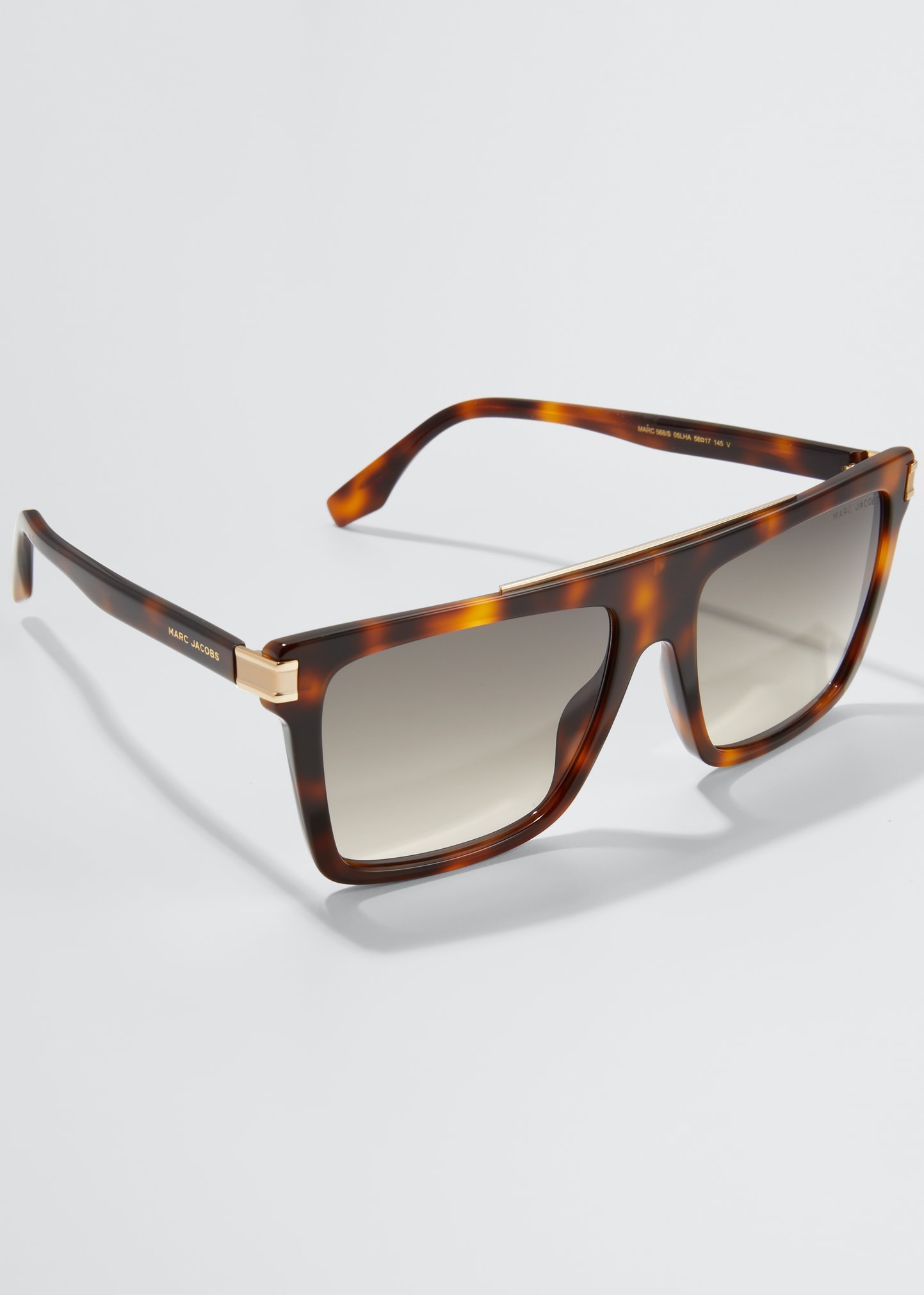 Marc Jacobs Rectangle Acetate Shield Sunglasses In 005l Havana