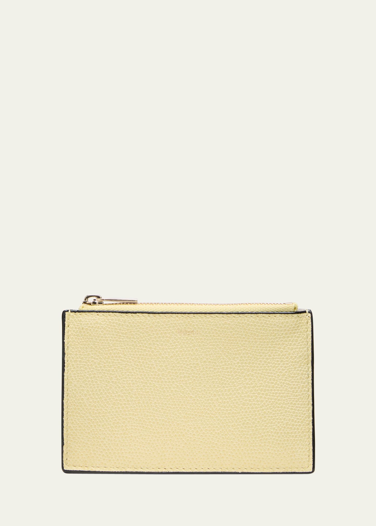 Valextra Zip Calf Leather Wallet In Neutral