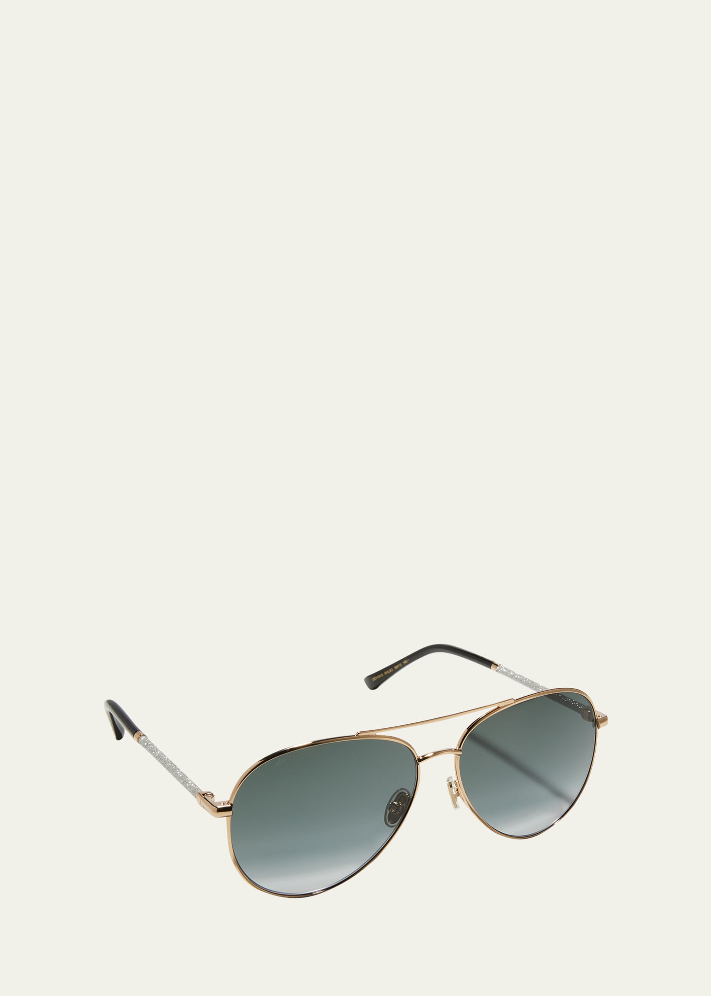 Jimmy Choo Devans Glittery Stainless Steel Aviator Sunglasses In Gold / Black