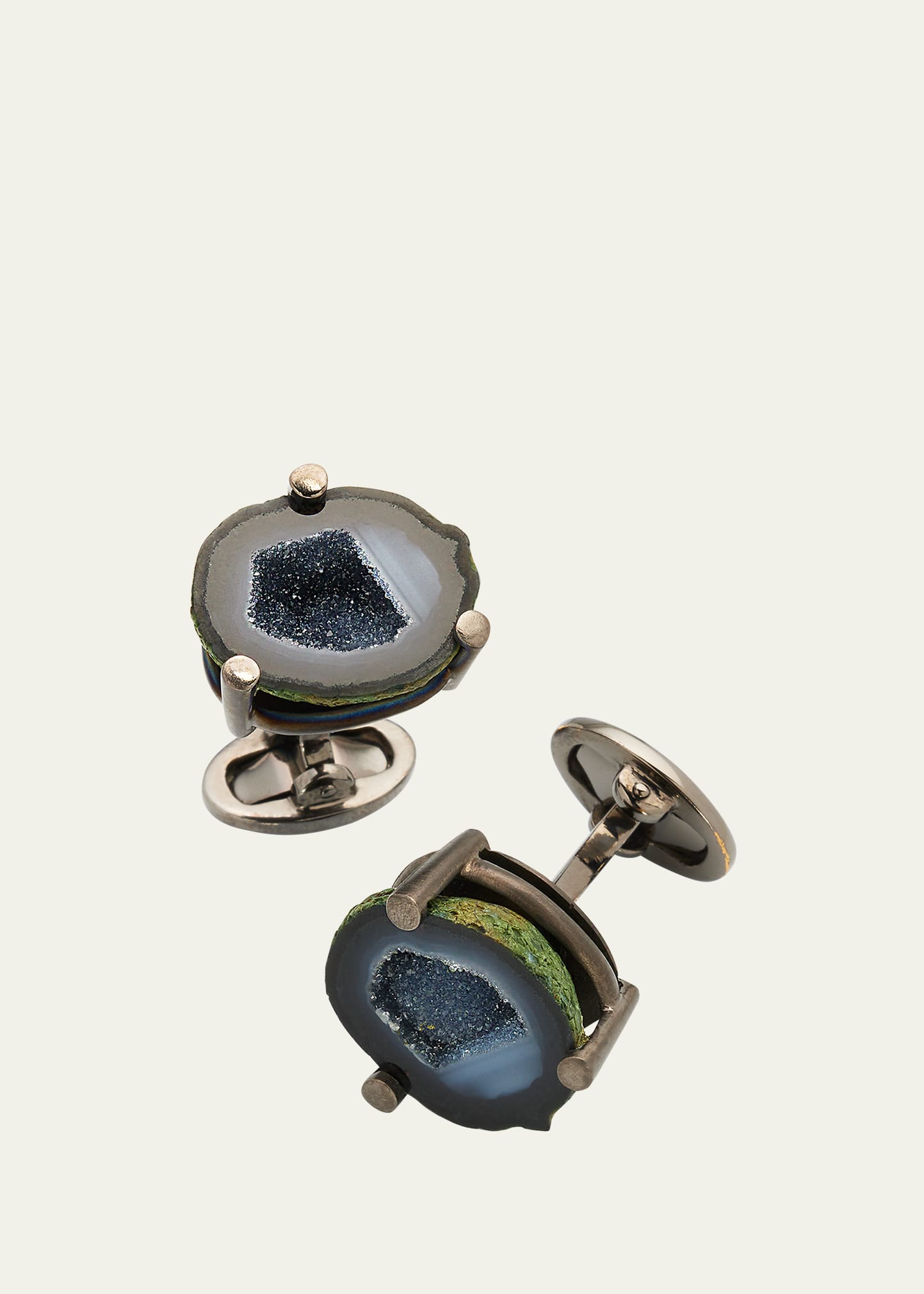 Shop Jan Leslie Men's Druzy Crystallized Gemstone Cufflinks In Black