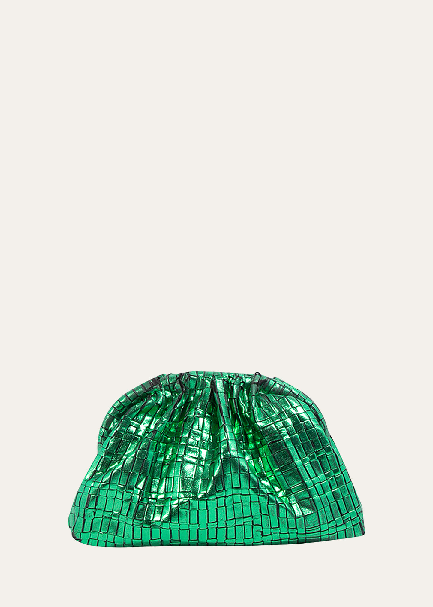 Maria La Rosa Game Metallic Woven Clutch Bag In Green