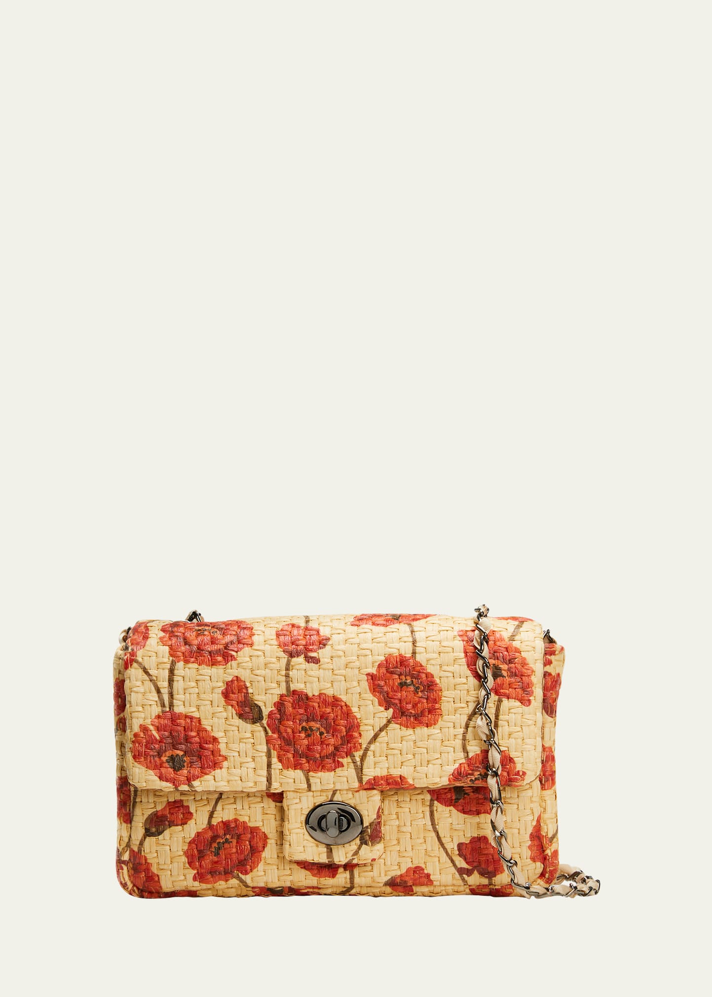 Maria La Rosa Little Pattern Straw Crossbody Bag In Poppy Straw
