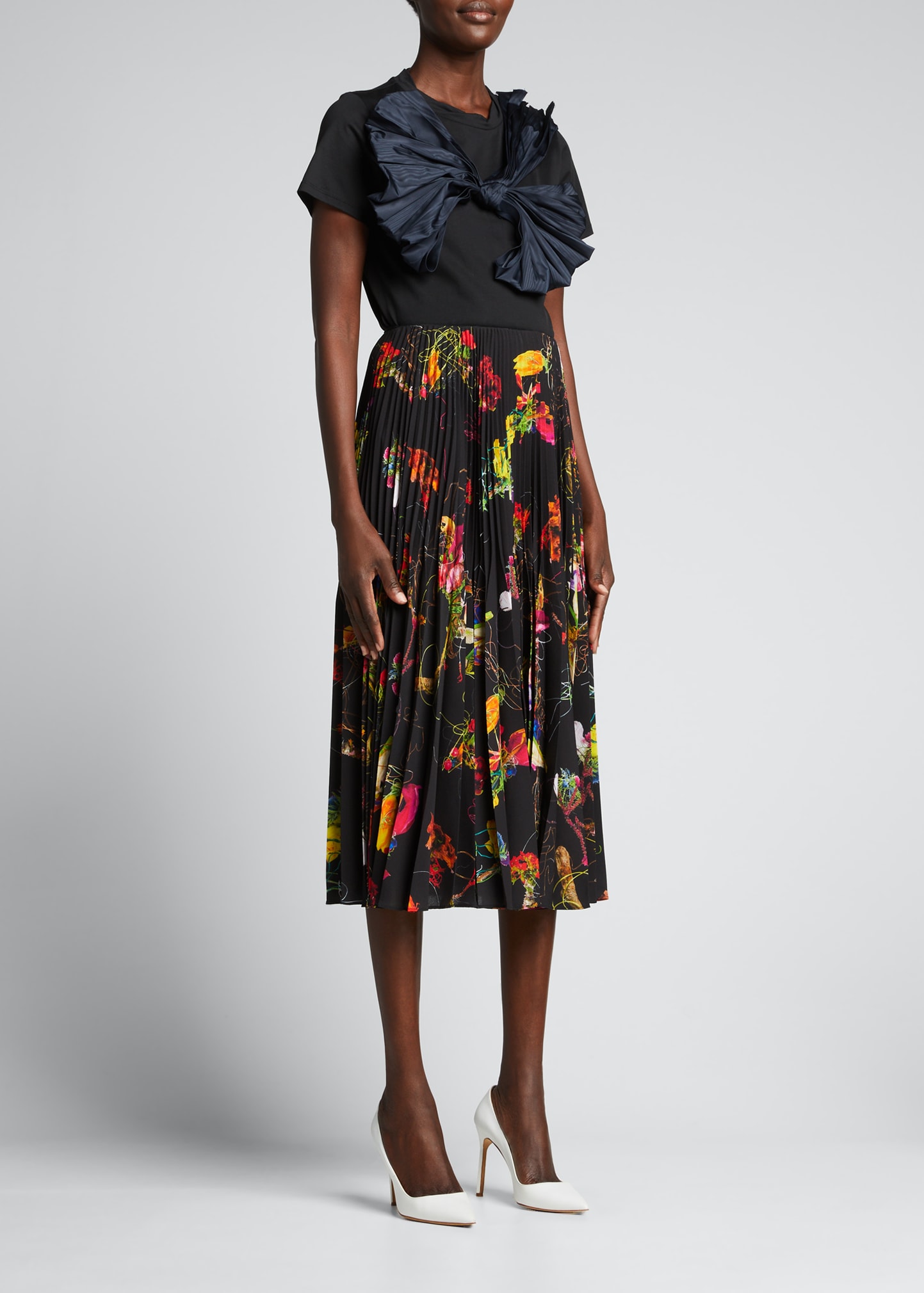 Jason Wu Collection Sculptural Floral-Print Pleated Crepe Skirt | Smart ...
