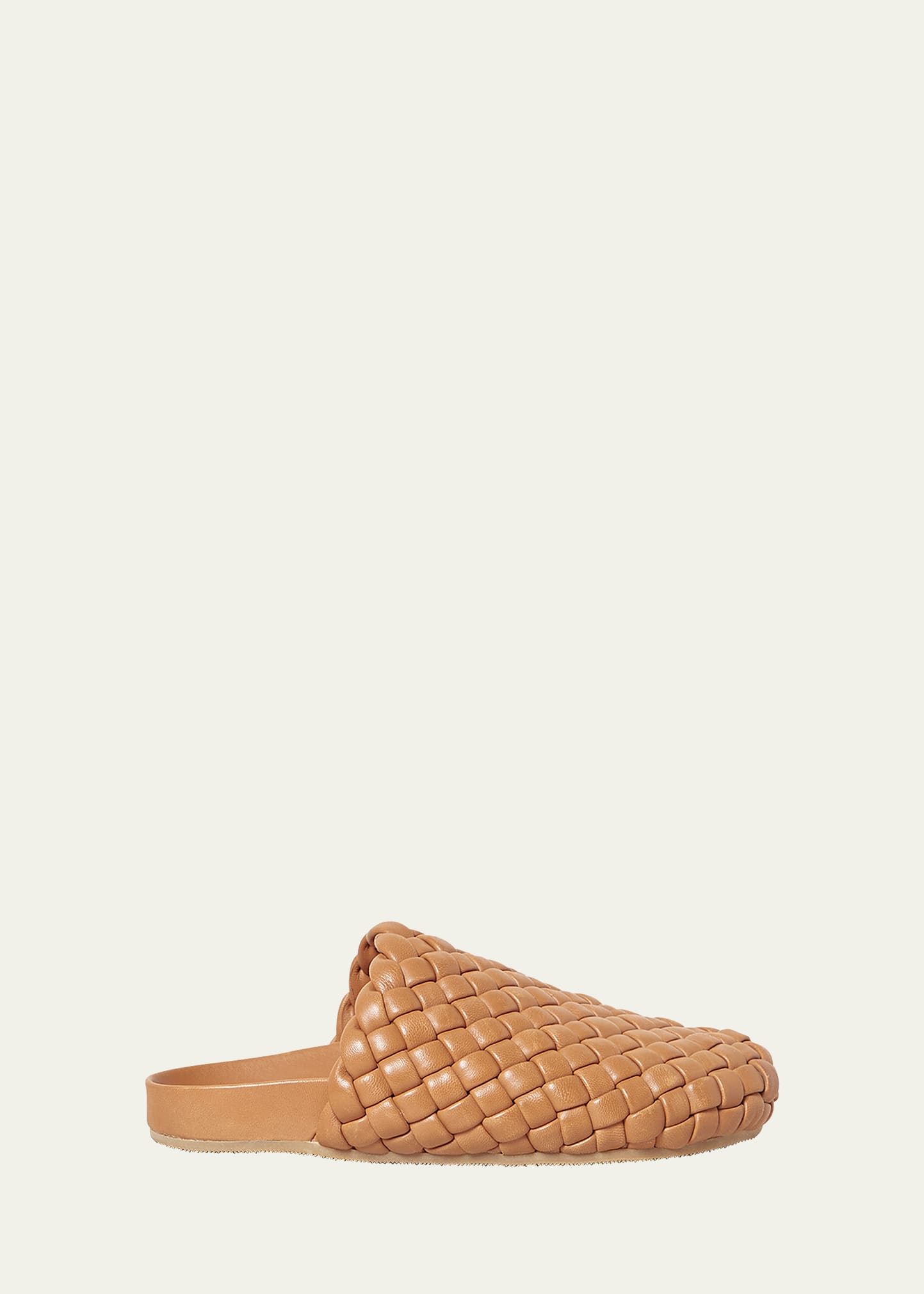 Woven Leather Flat Mules