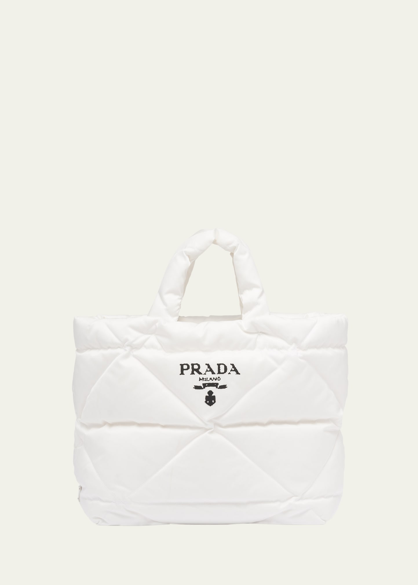 Prada Triangle Padded Re-nylon Tote Bag In F0009 Bianco