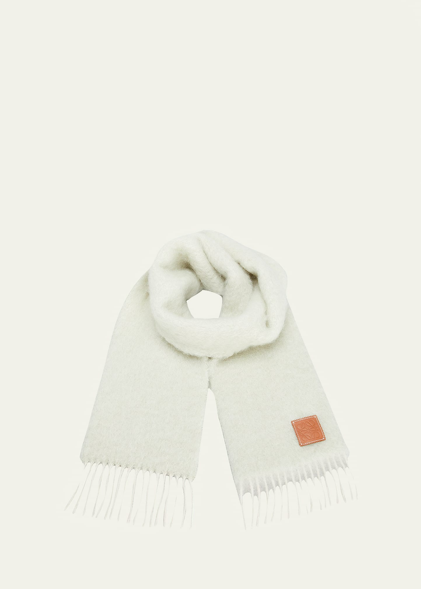 Loewe Anagram Mohair Fringe Scarf In White