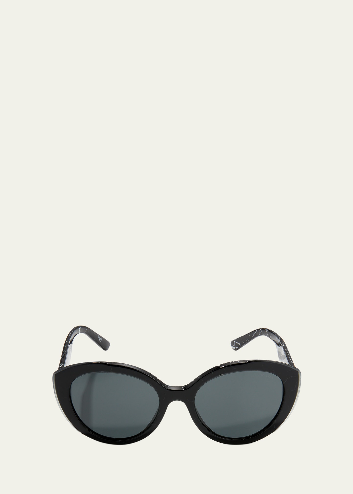 Prada Marble Round Plastic Sunglasses In Black Marble