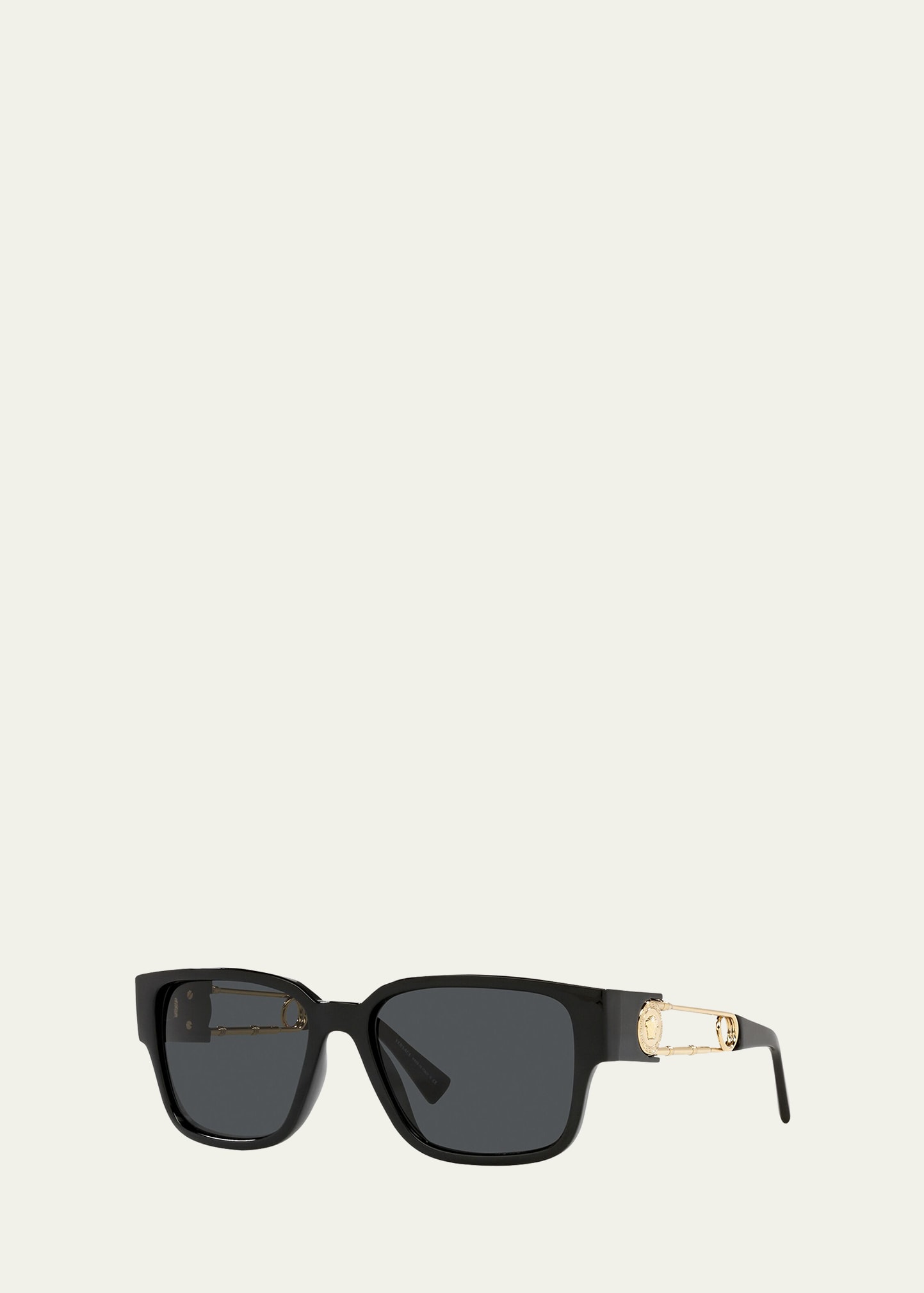 Versace Havana 57mm Rectangular Sunglasses In Black