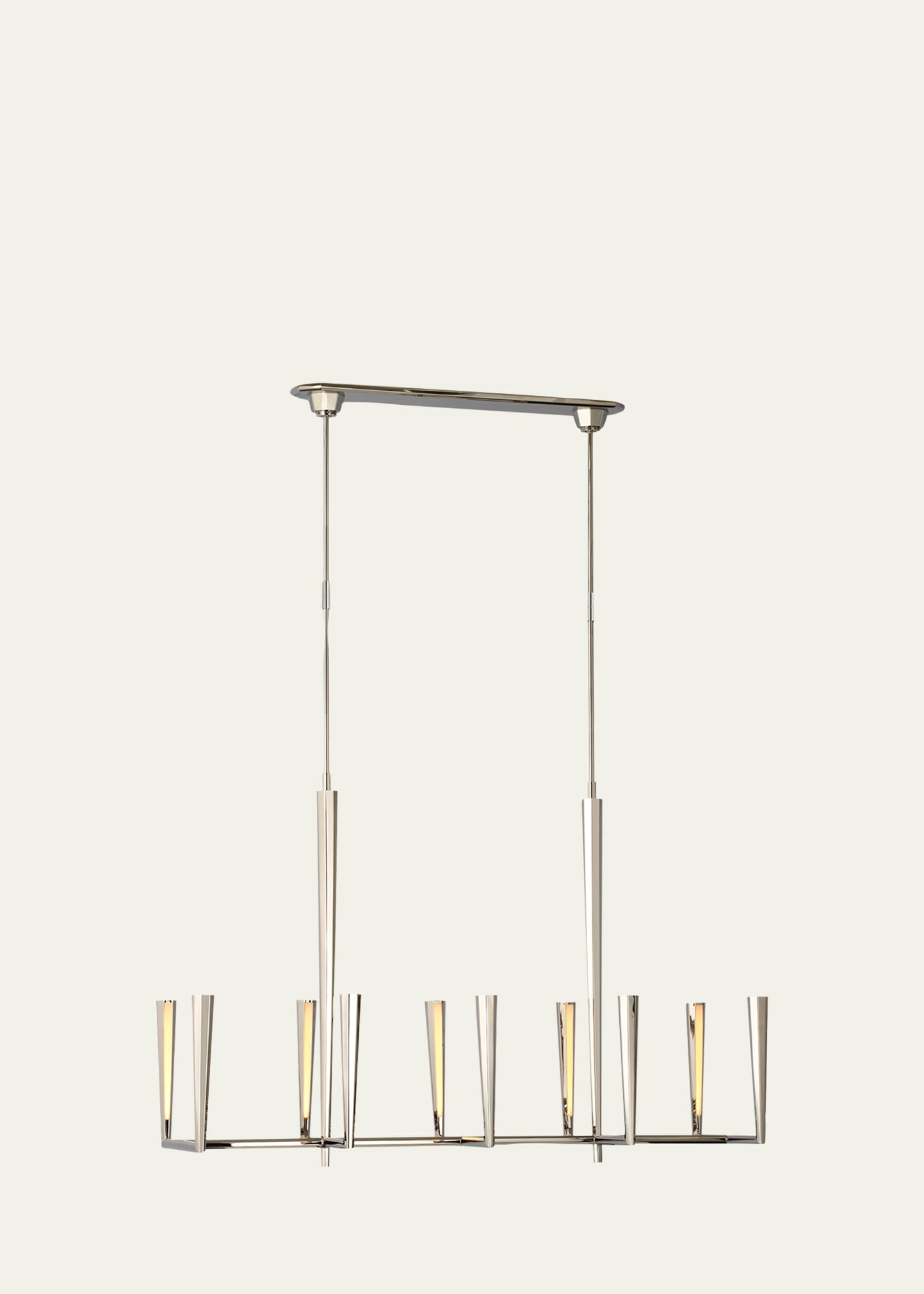 Thomas O'brien For Visual Comfort Signature Galahad Large Linear Chandelier In Polished Nickel