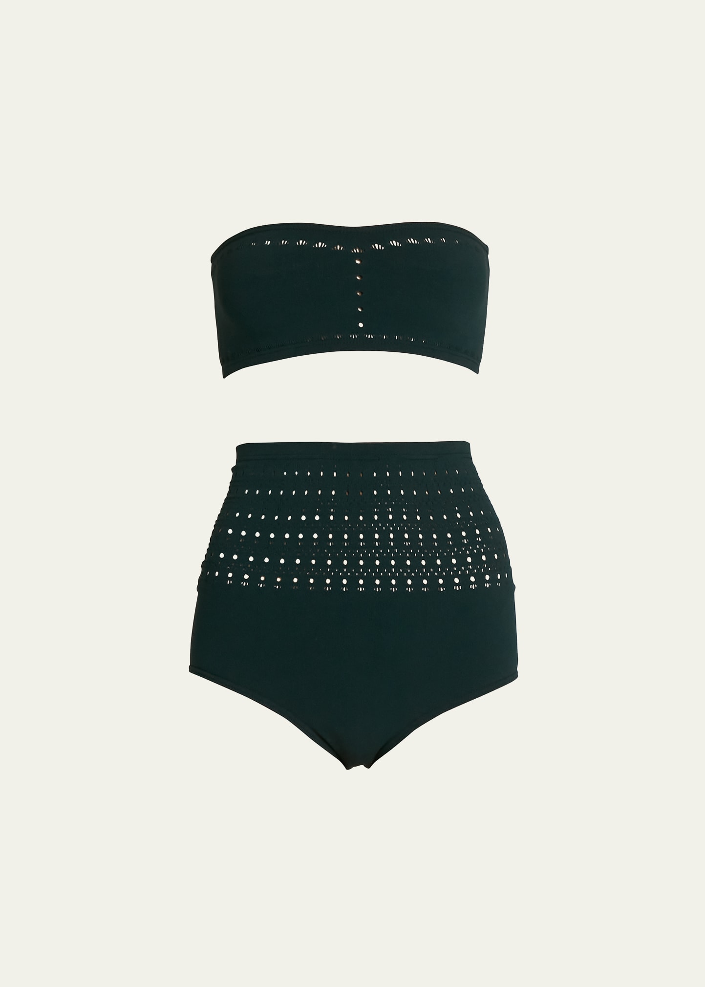 Alaïa Vienne Perforated Seamless Two-piece Swimsuit In Vert Fonce