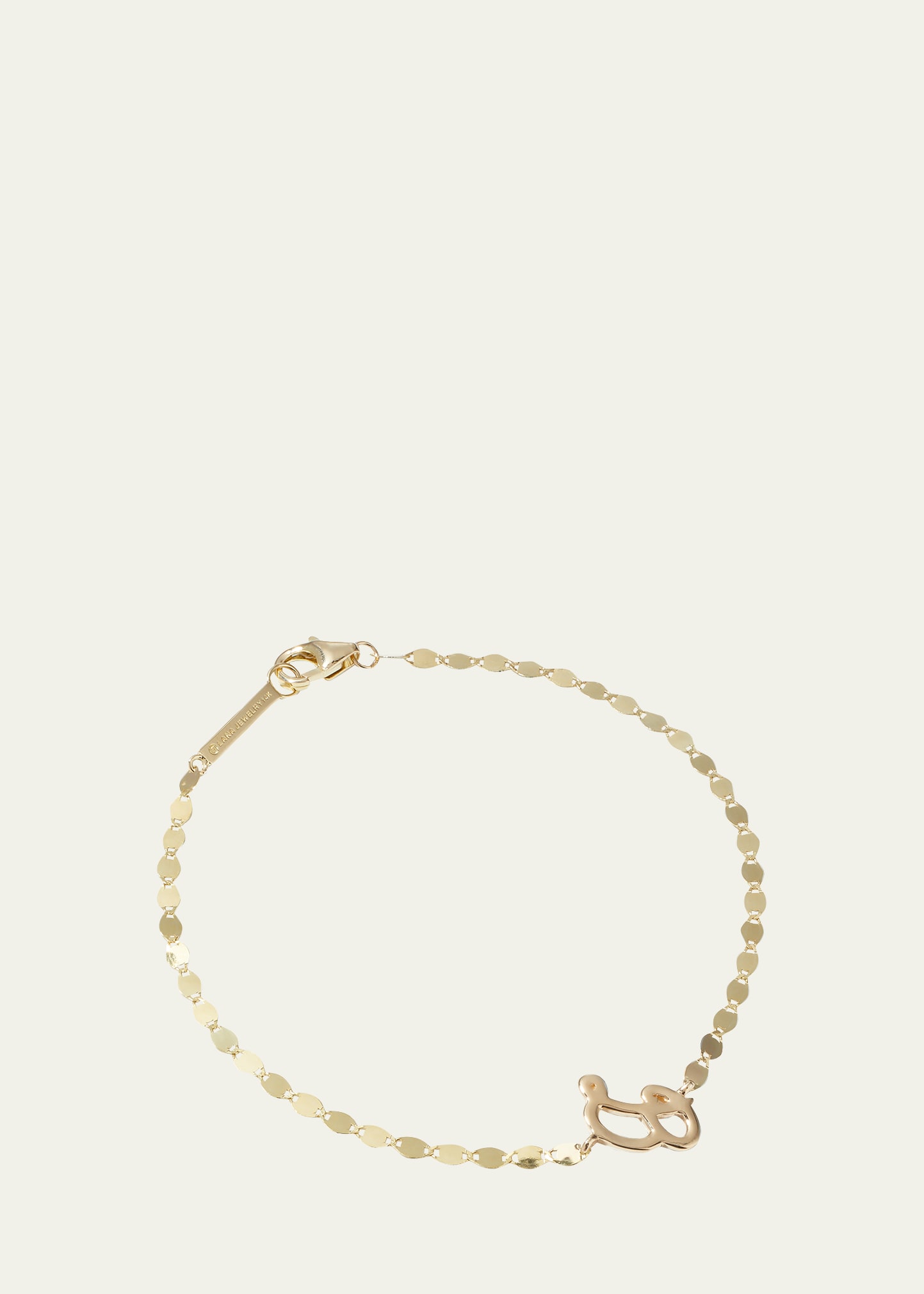 Lana Jewelry Micro Cursive Initial Bracelet In Yellow