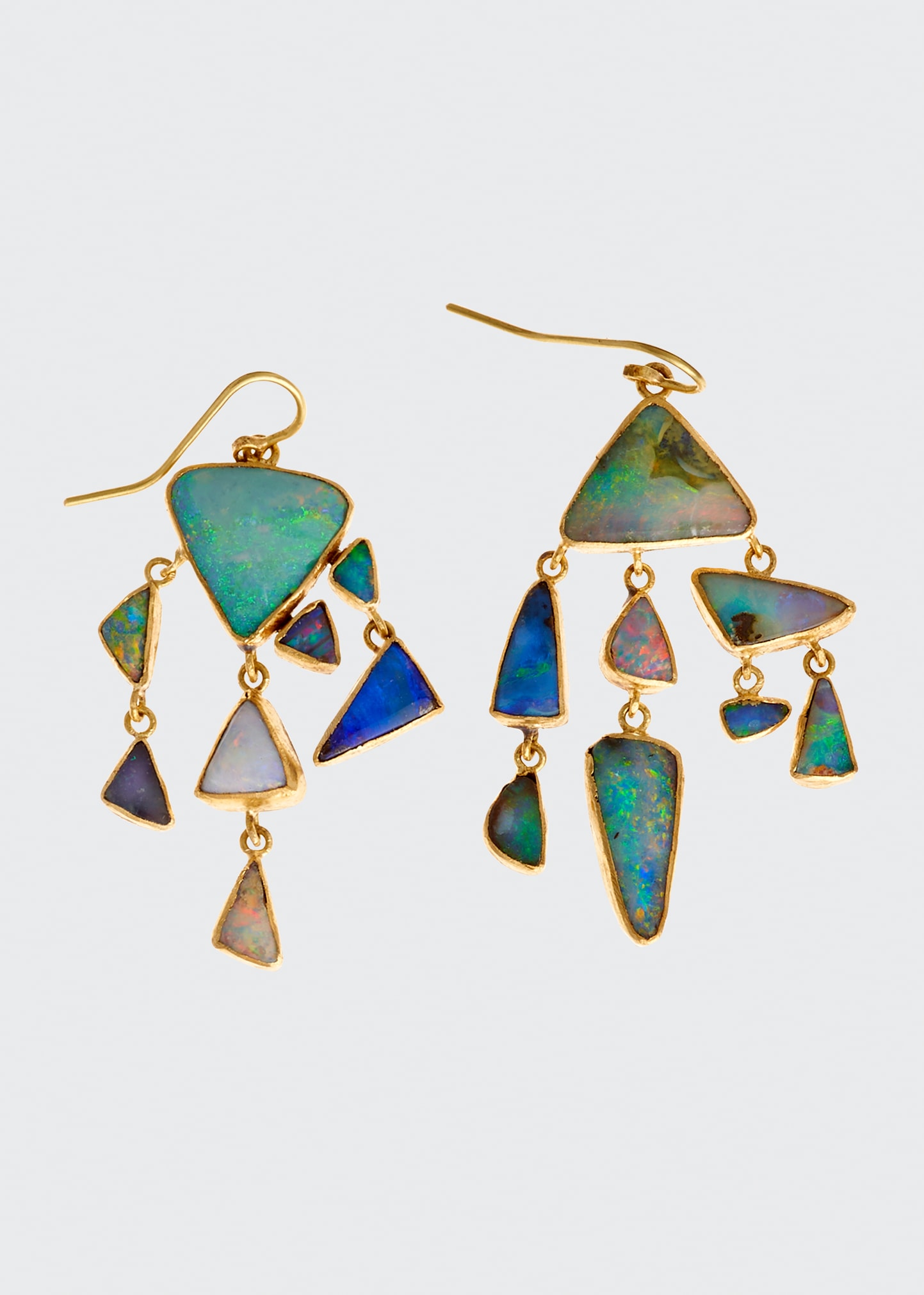 JUDY GEIB Triangular Opal Chandelier Earrings