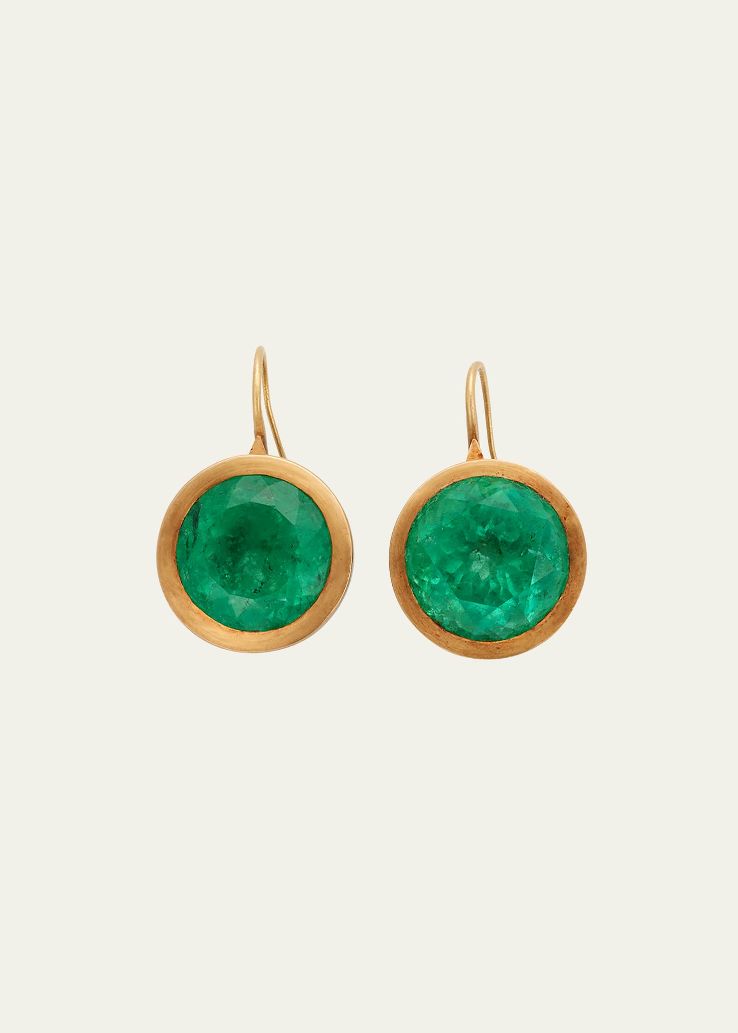 JUDY GEIB Giant Round Emerald Cone-Shape Earrings