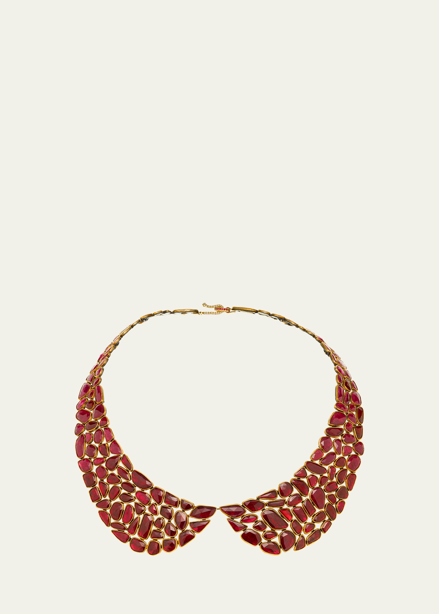 JUDY GEIB Peter Pan Collar Brilliant Ruby Necklace
