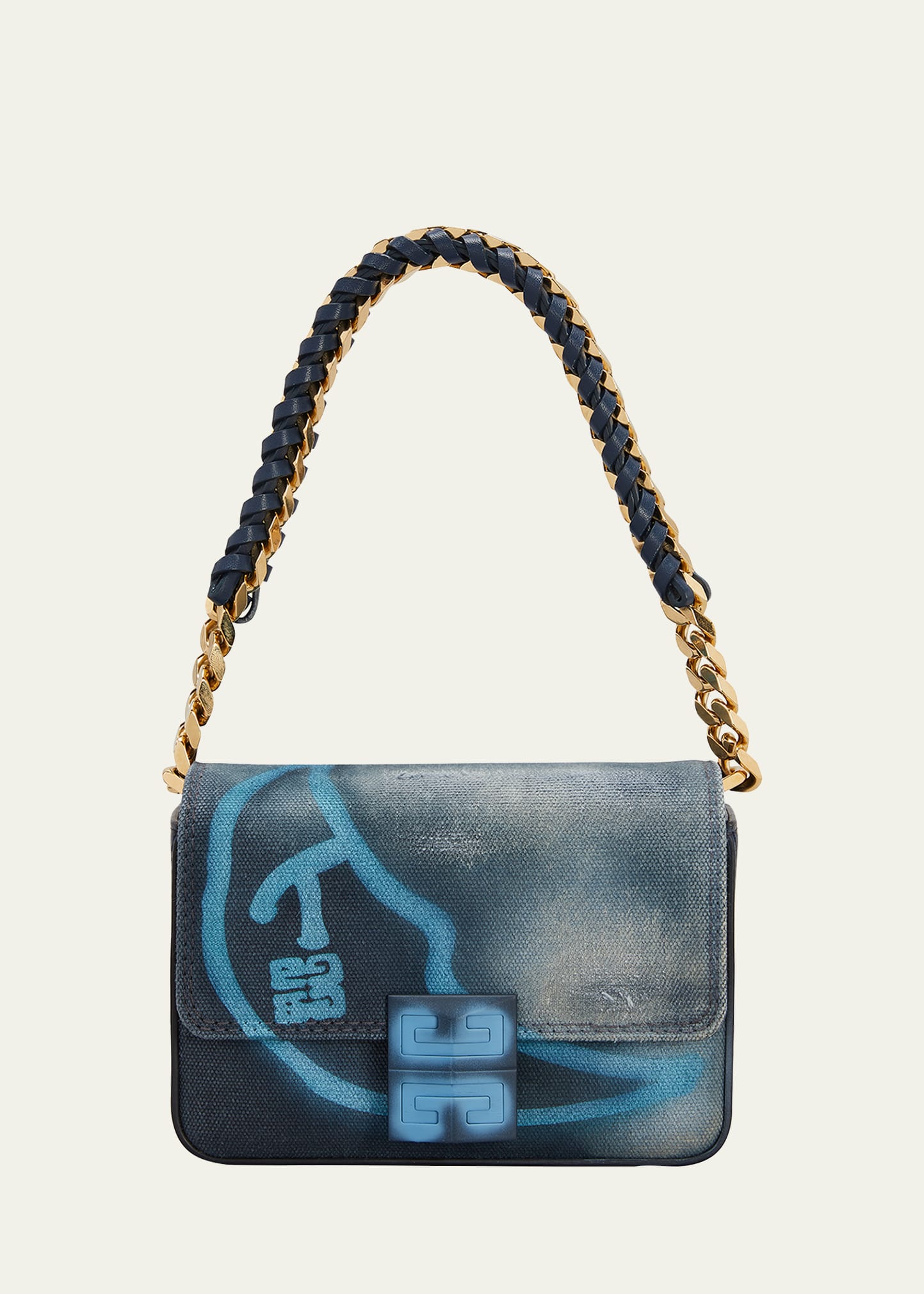 Givenchy 4G Small Half-Moon Graphic Shoulder Bag in Denim