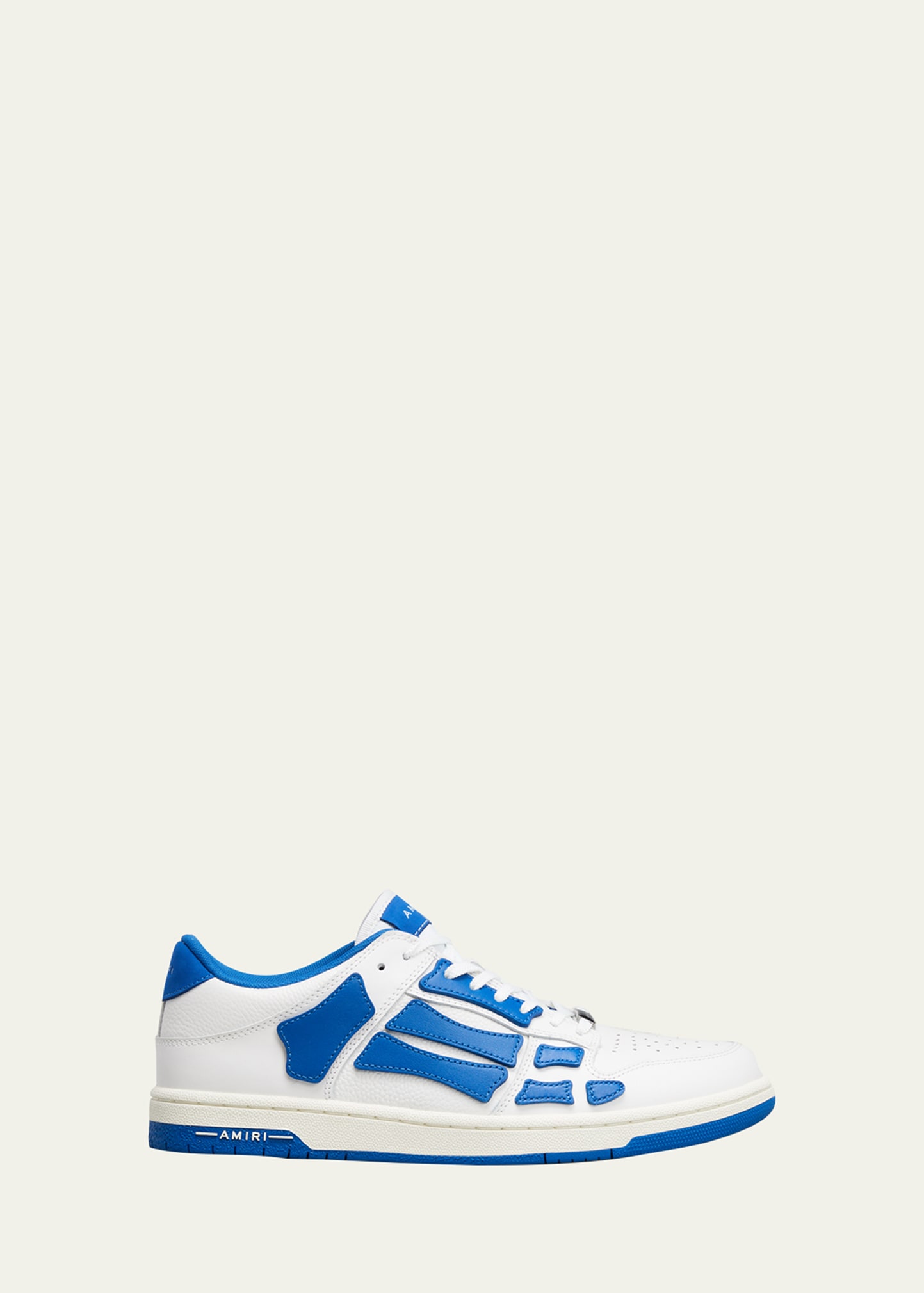 Amiri Men's Skeleton Leather Low-top Sneakers In White/blue