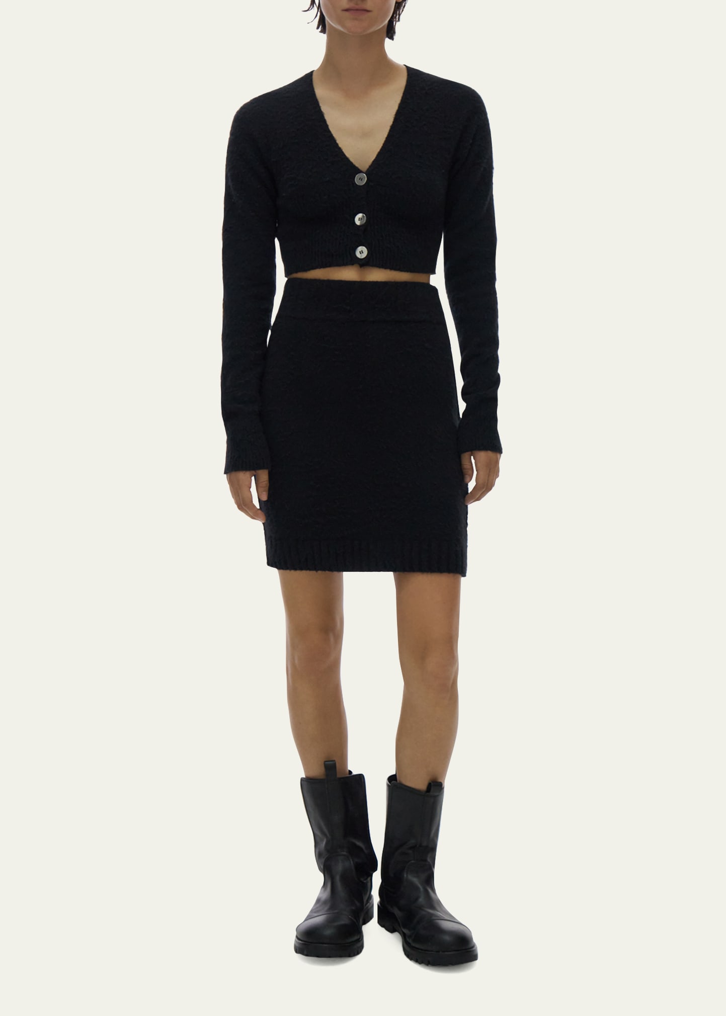 Helmut Lang Brushed Cotton-blend Mini Skirt In Black