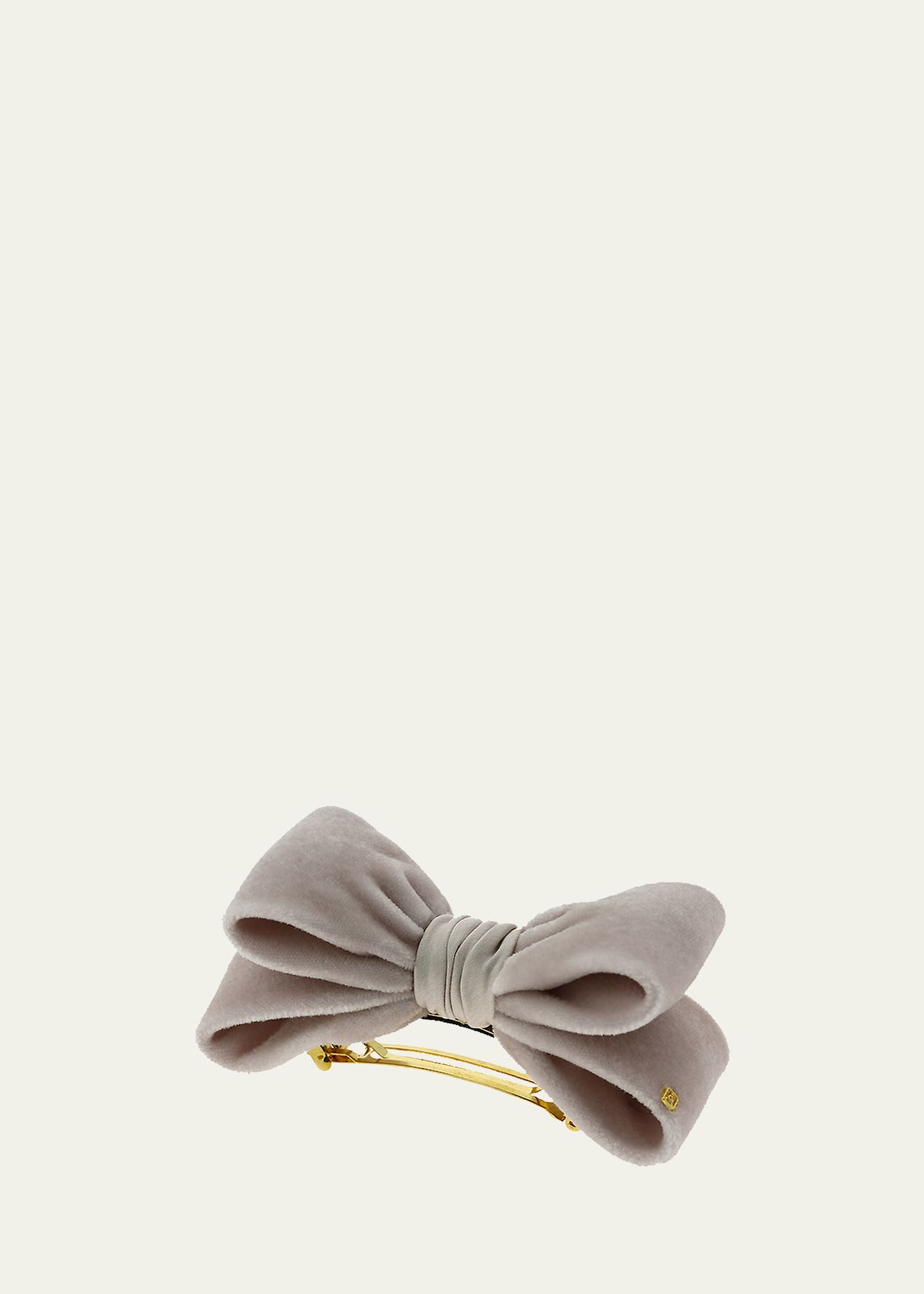 Alexandre De Paris Velvet Bow Barrette In Grey