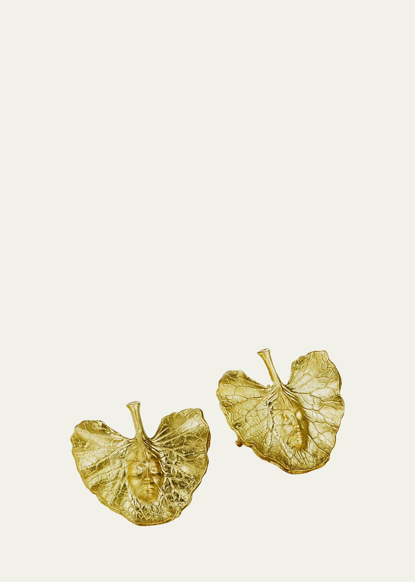 Anthony Lent Shoko Leaf Stud Earrings in 18k Yellow Gold