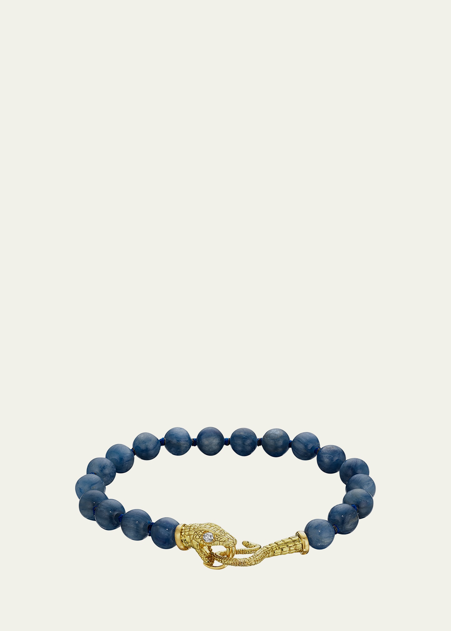 Diamond Serpent Bracelet with Kyanite and 18k Yellow Gold