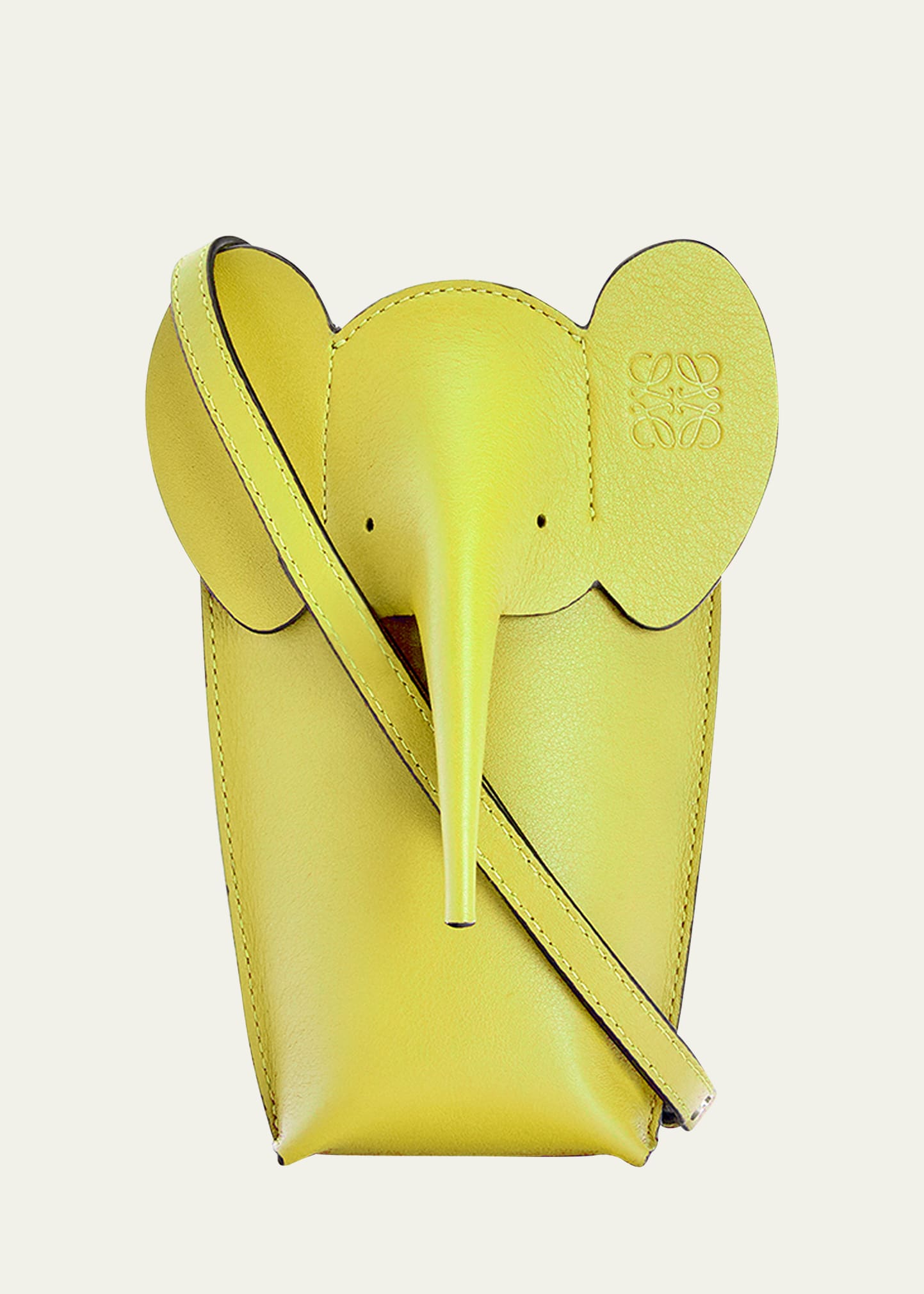 Loewe Elephant Pouch Crossbody Bag In Yellow