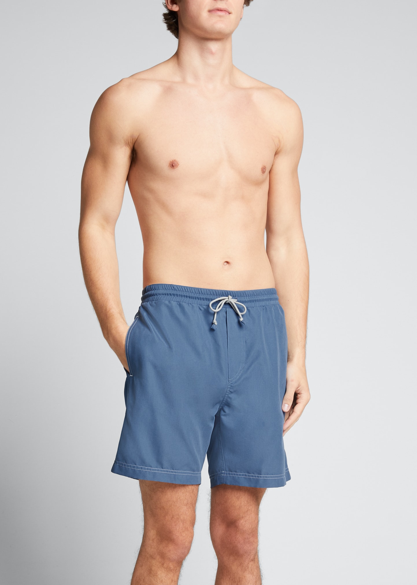 Brunello Cucinelli Logo-embroidered Drawstring Swim Shorts In Cil05 Sky Blue