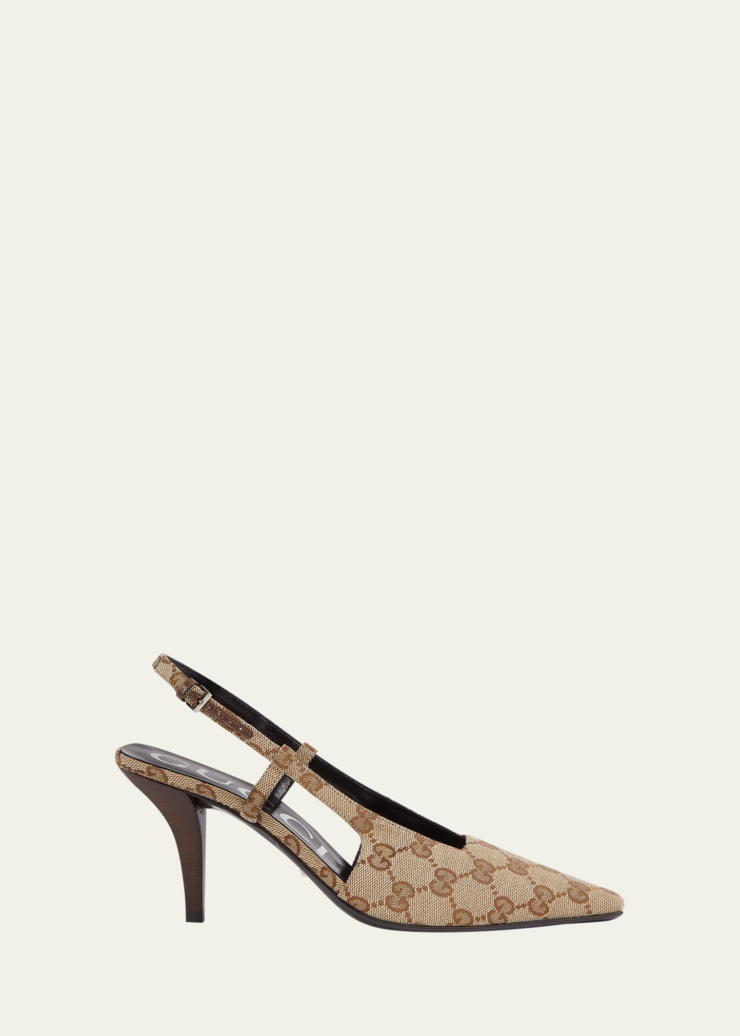 Shop Gucci Tom Gg Canvas Slingback Pumps In New Sandgg