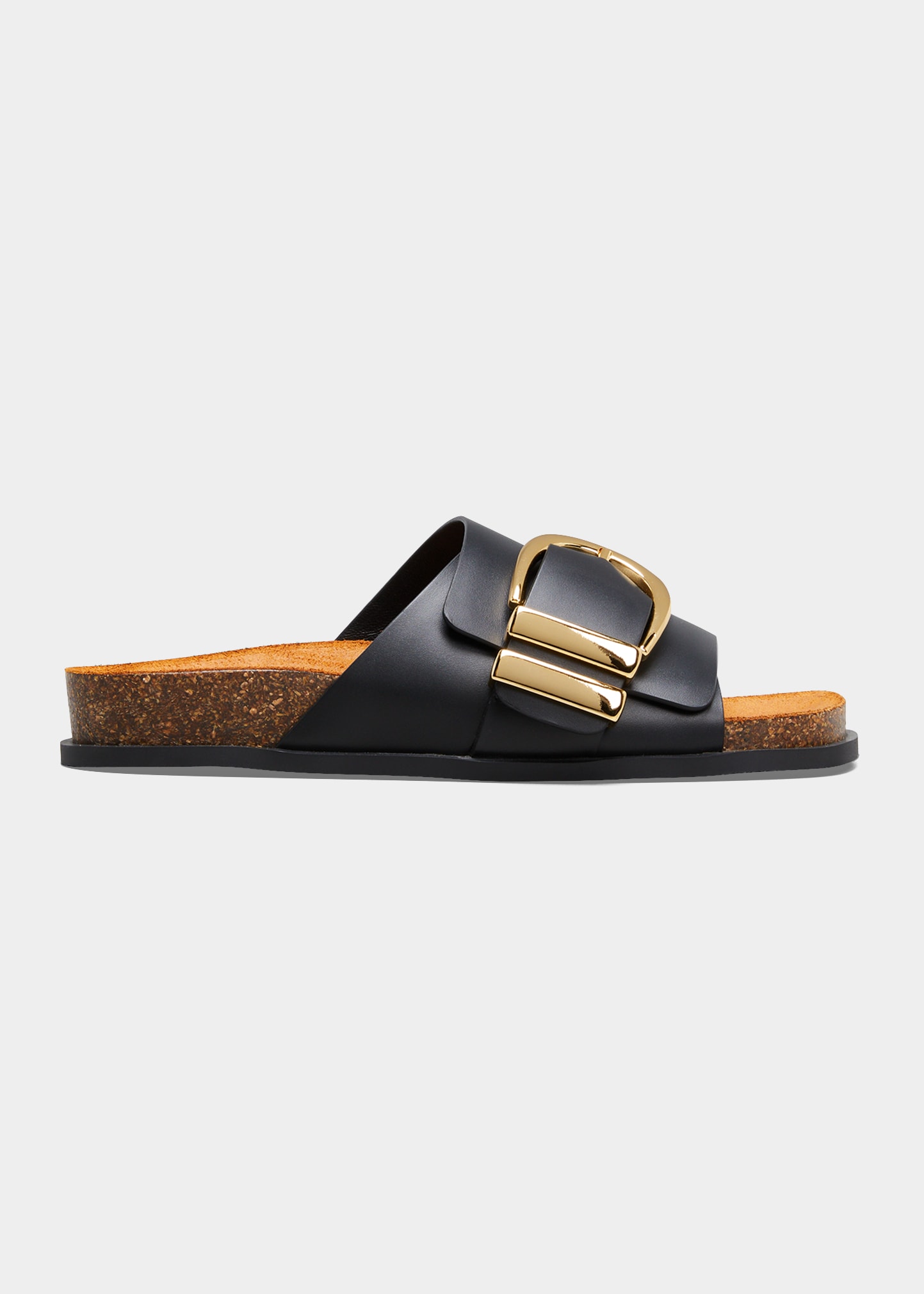 Khaite Thompson Leather Buckle Sandals In Black | ModeSens