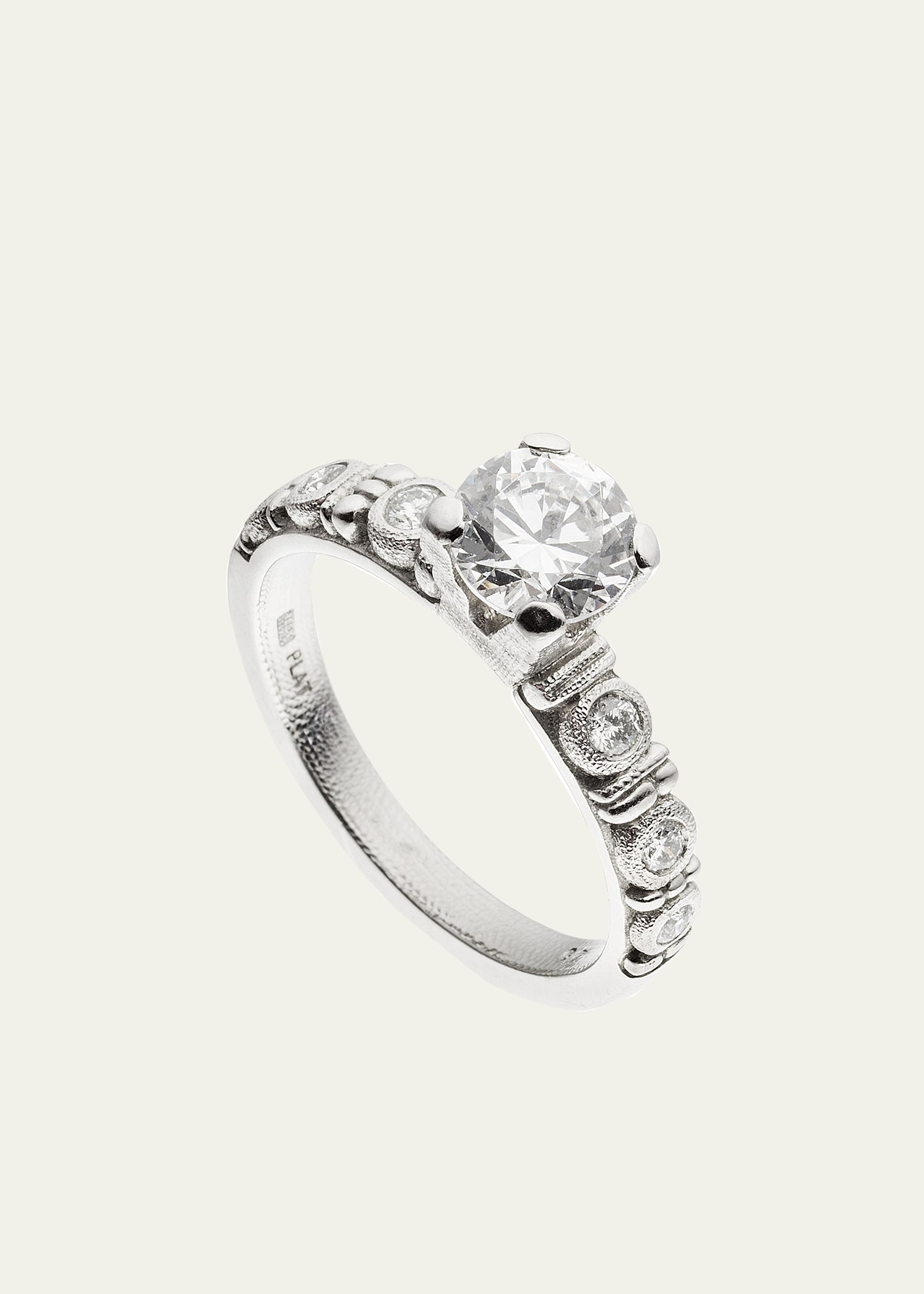 Cubic Zirconia Circles Solitaire Ring with Diamonds