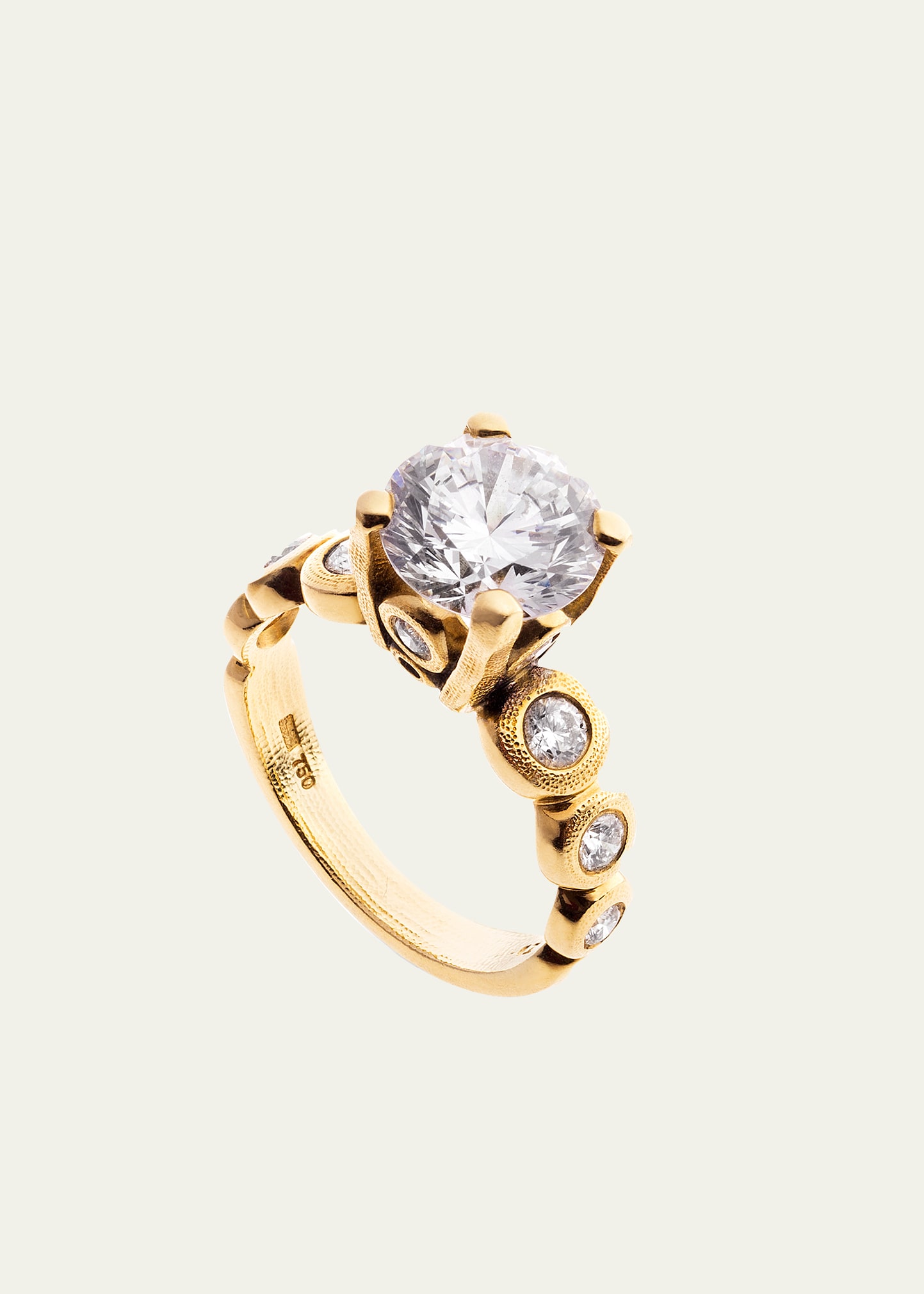 18K Cubic Zirconia Candy Solitaire Ring with Diamonds