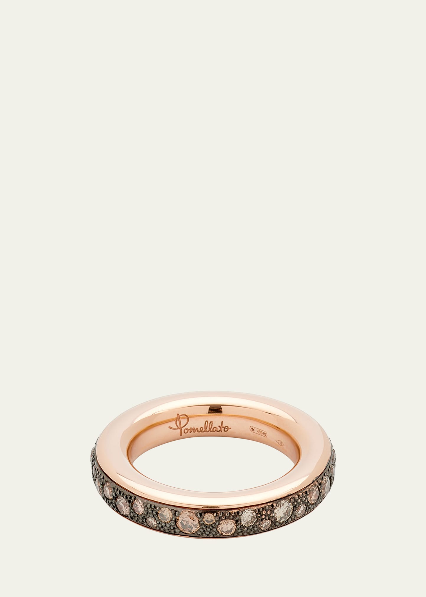 POMELLATO ICONICA SMALL 18K ROSE GOLD BROWN DIAMOND RING