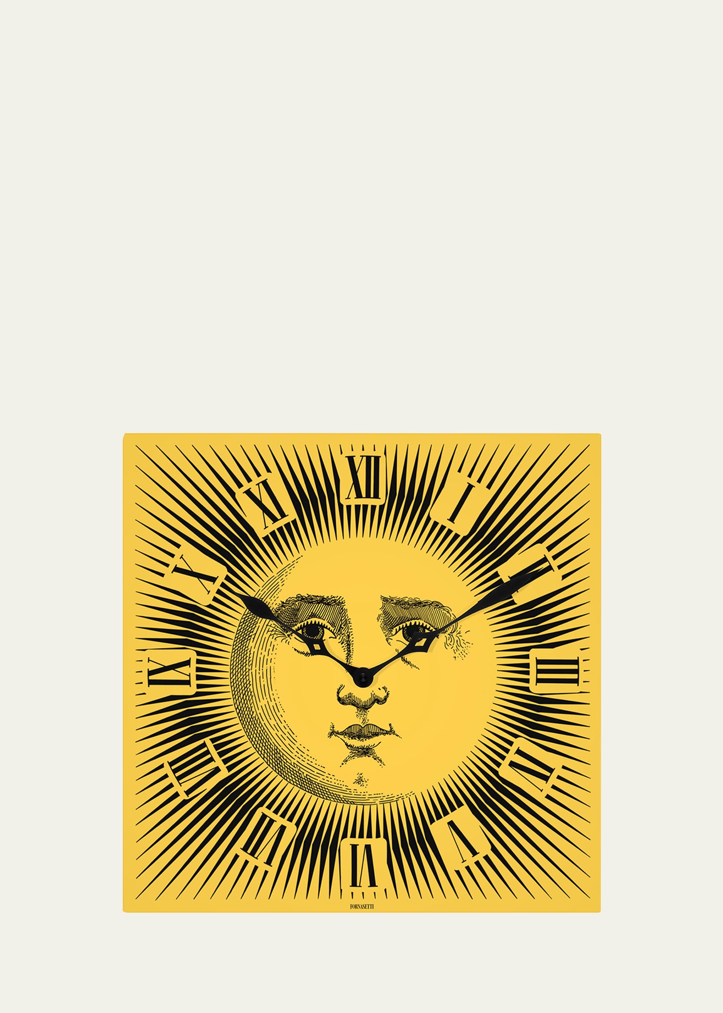 Fornasetti Sole Wall Clock In Yellow/black