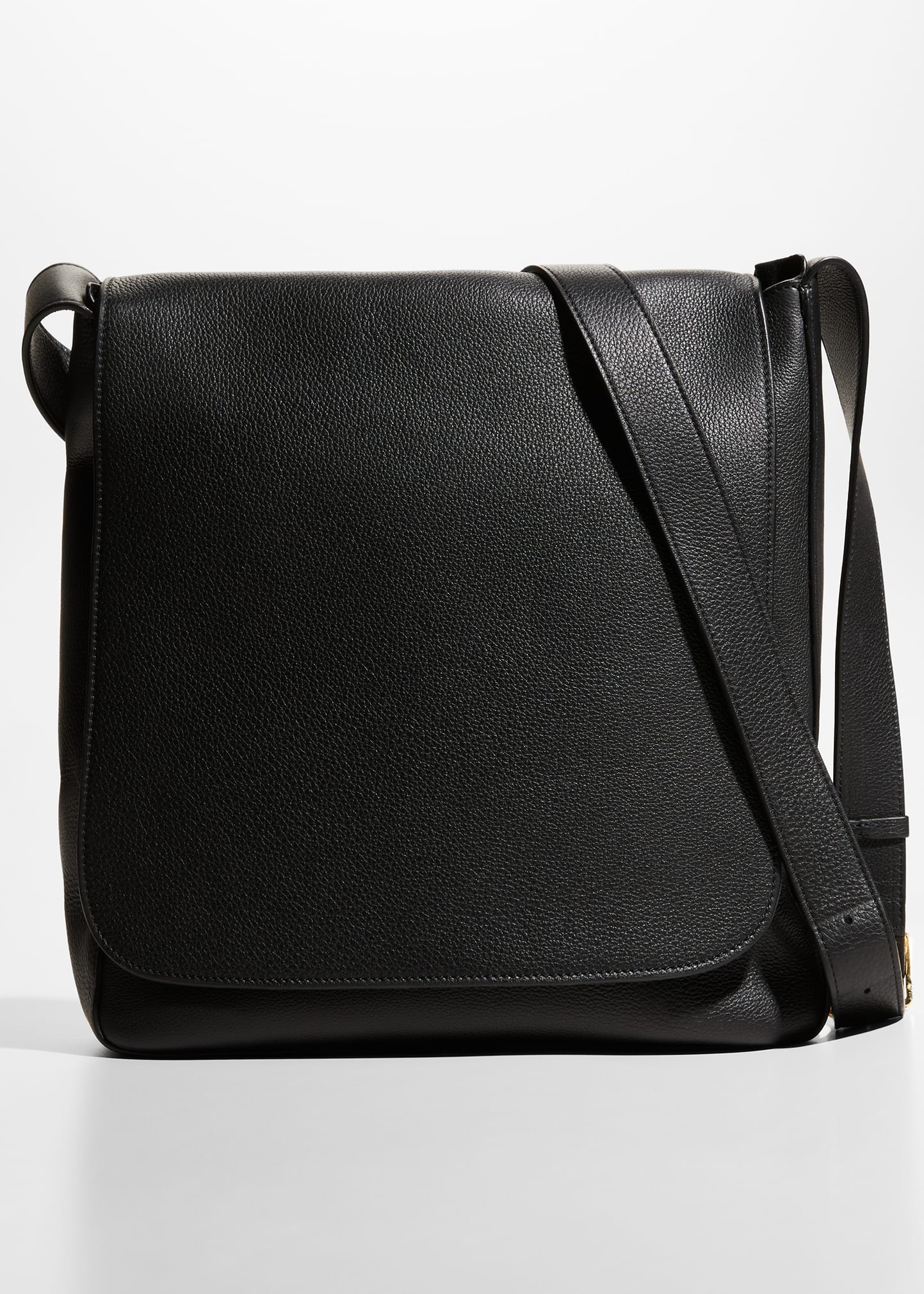 The Row Avery Flap Messenger Bag In Calf Leather In Black | ModeSens