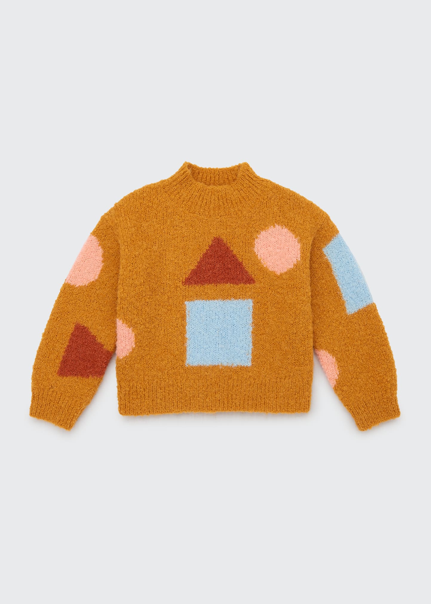 Misha And Puff Kids' Girl's Alpaca Boucle Basic Geo Sweater In Marigold