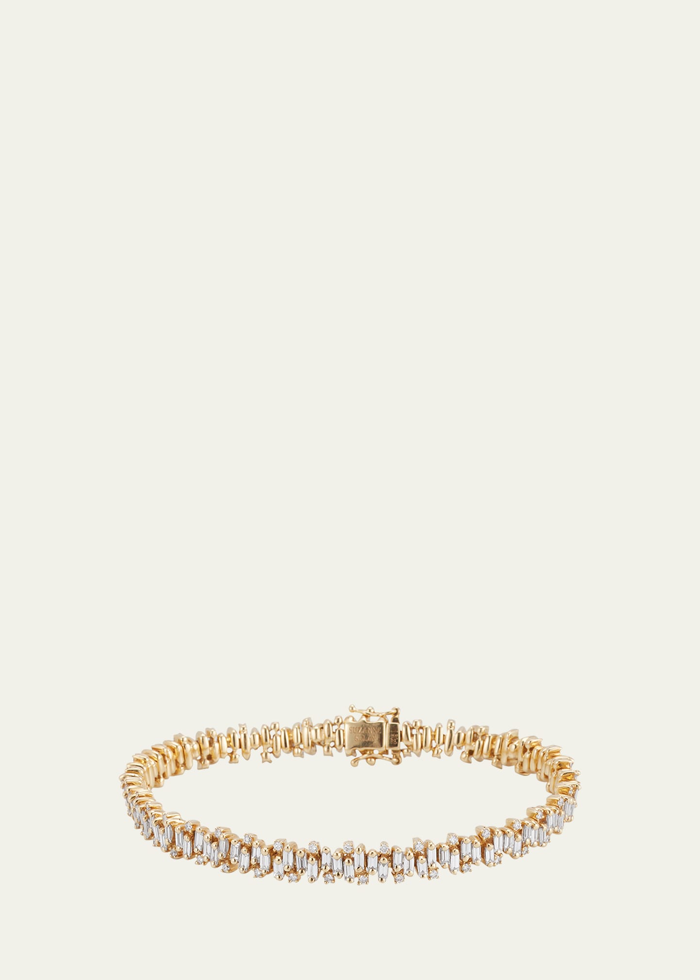 18K Yellow Gold Shimmer Round and Baguette Diamond Tennis Bracelet