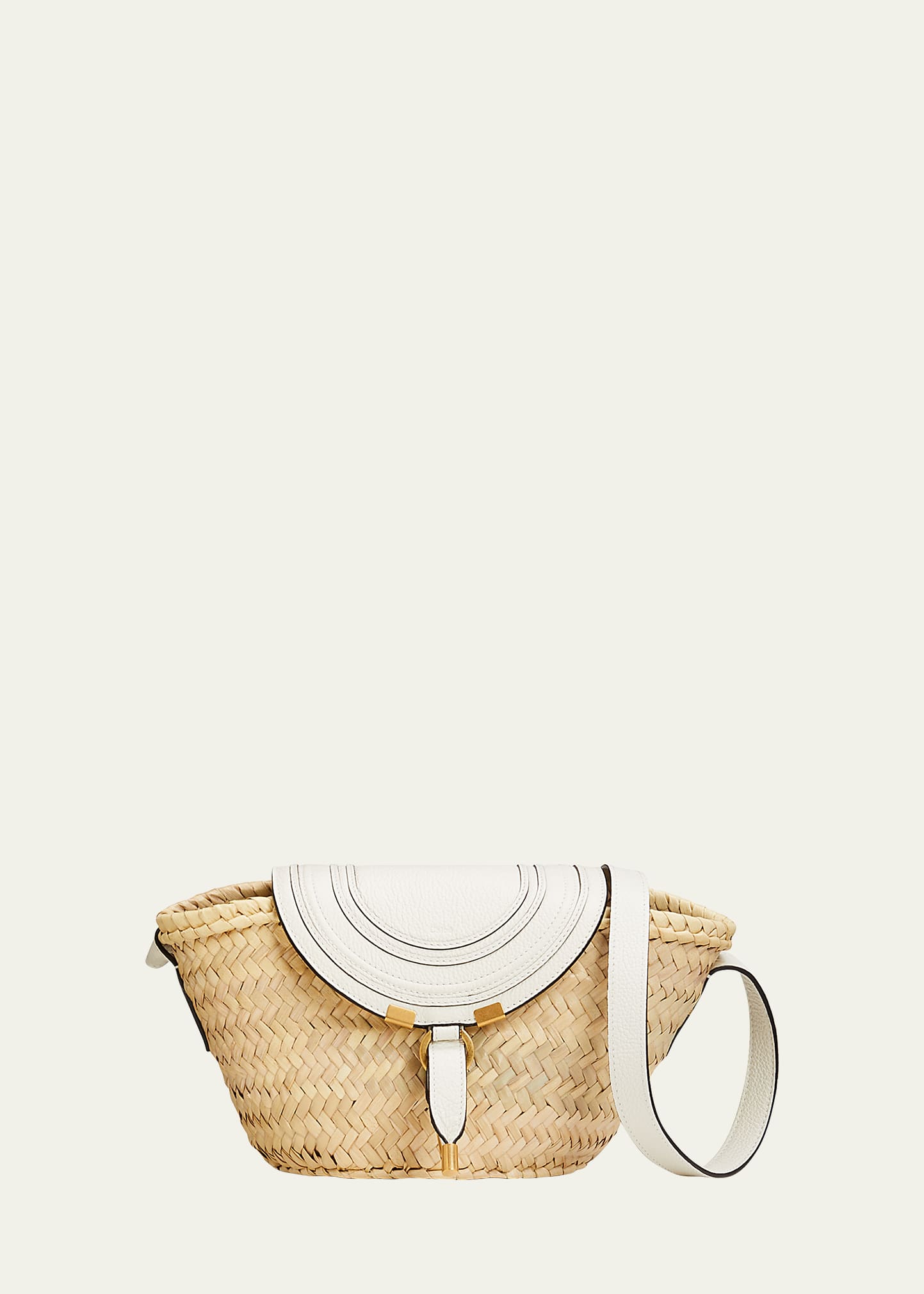 Chloé Marcie Flap Raffia Crossbody Bag In White