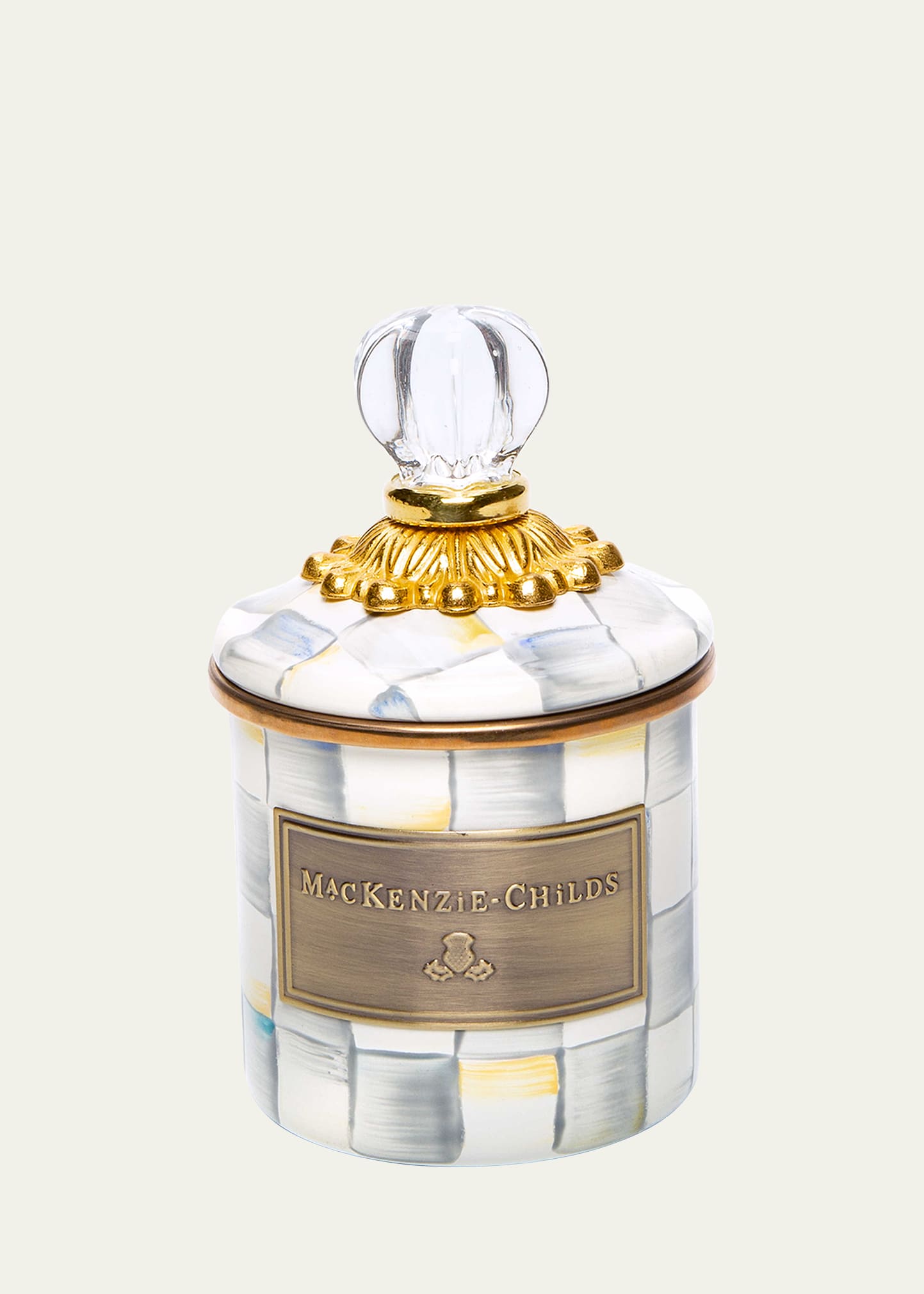 Mackenzie-childs Mackenzie Childs Sterling Check Mini Enameled Steel Canister