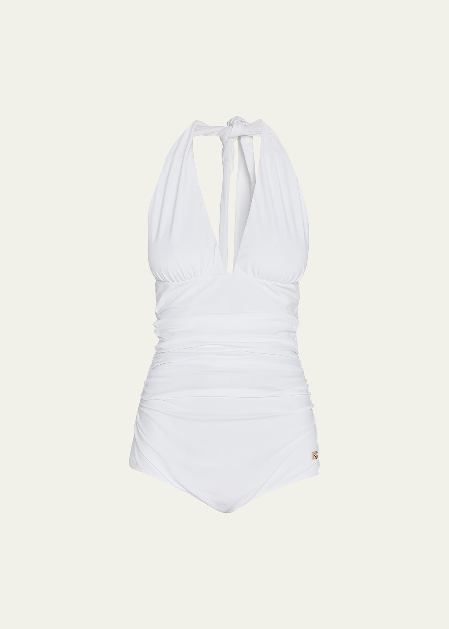 Dolce & Gabbana Indem Halter One-piece Swimsuit In Nero