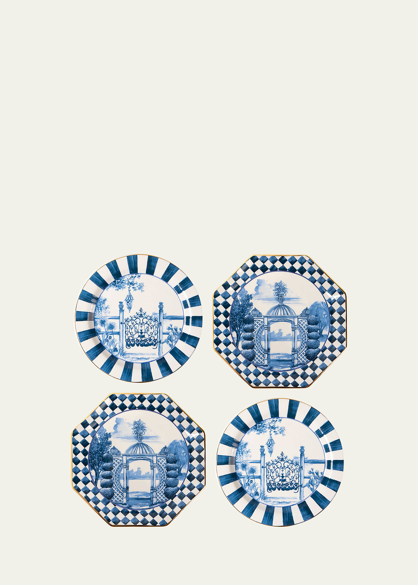 MacKenzie-Childs Royal Toile Small Plates, Set Of 4