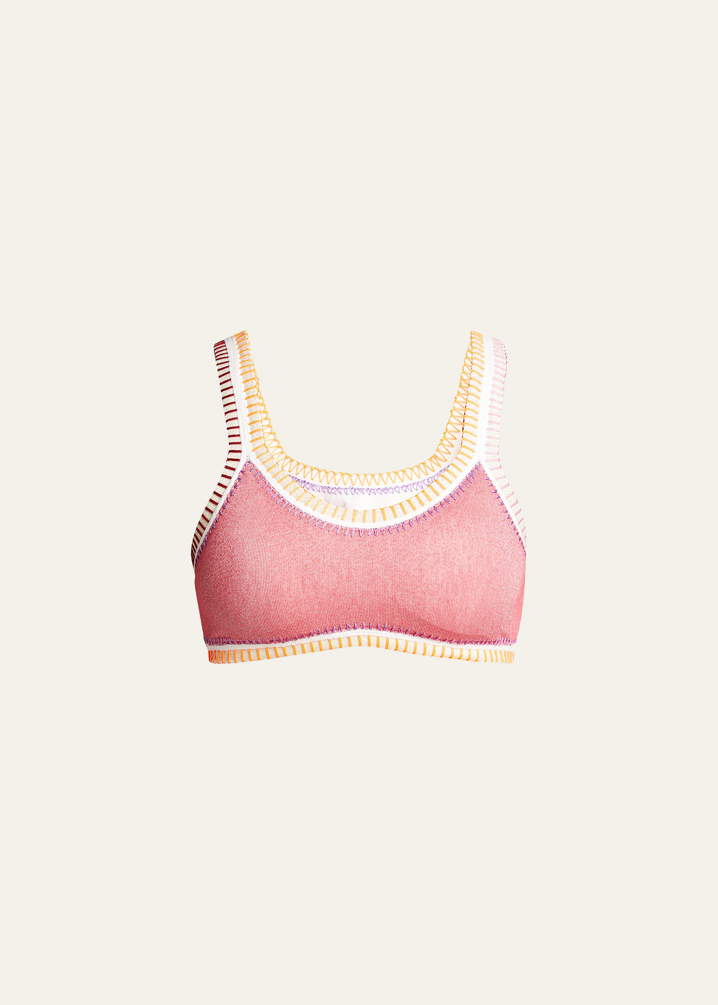 Exposed-Trim Sporty Bikini Top (Available in D Cup)