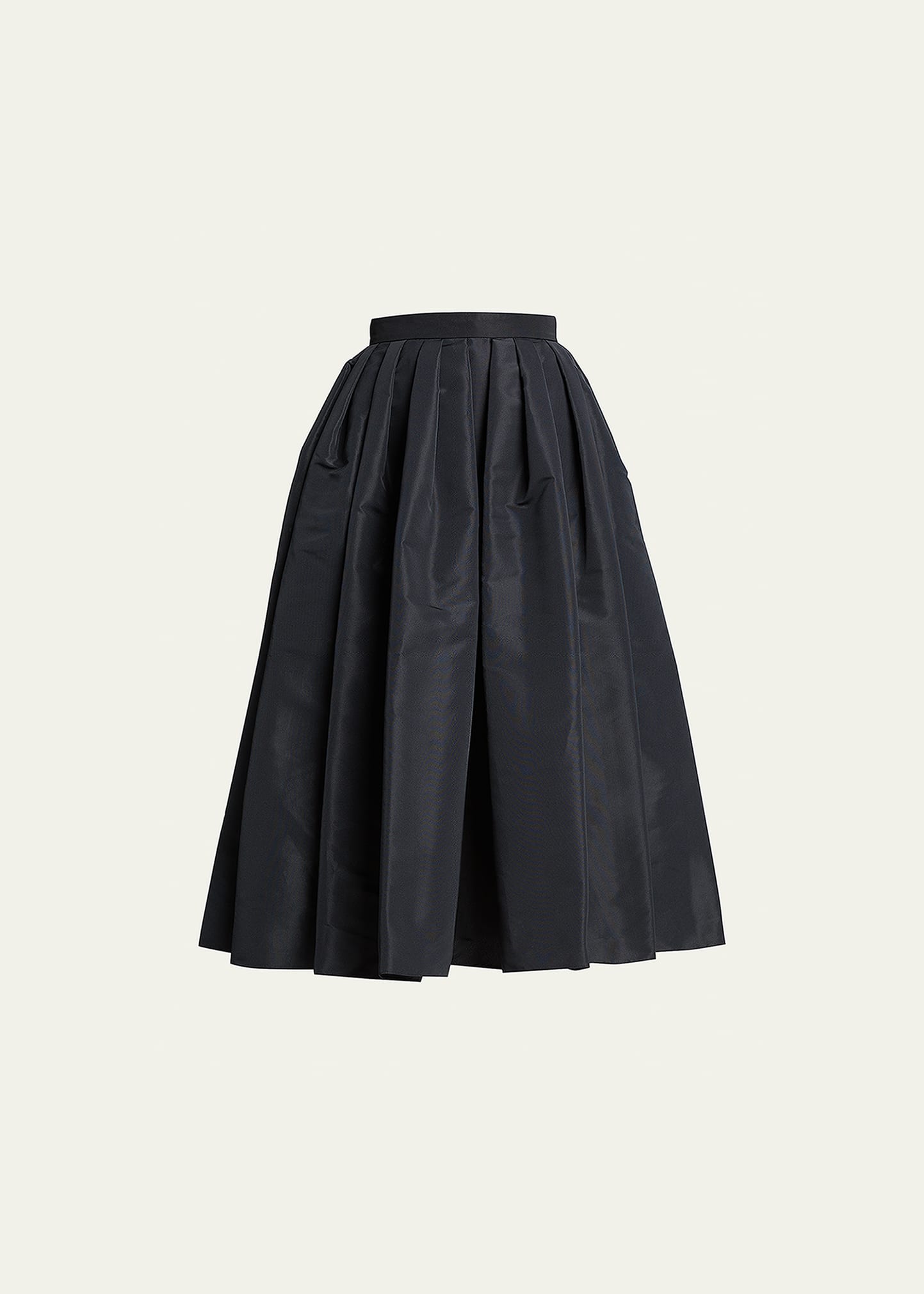 Pleated Polyfaille Circle Midi Skirt