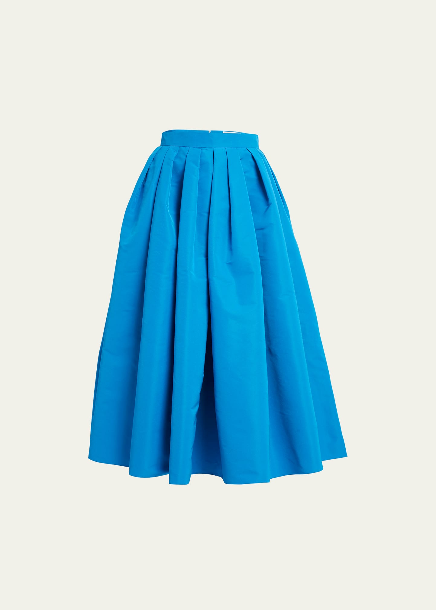 Pleated Polyfaille Circle Midi Skirt