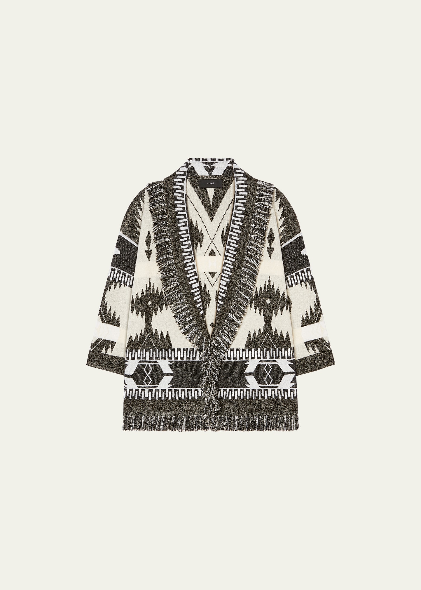 Alanui Kids Chalk Icon Jacquard Cardigan In Beige