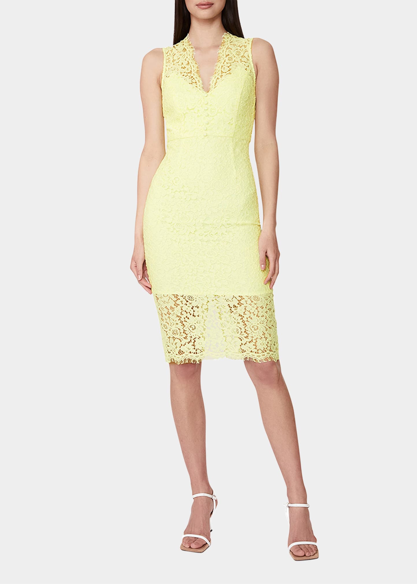 Bardot Milana Knee-length Lace Dress In Lemon Yellow