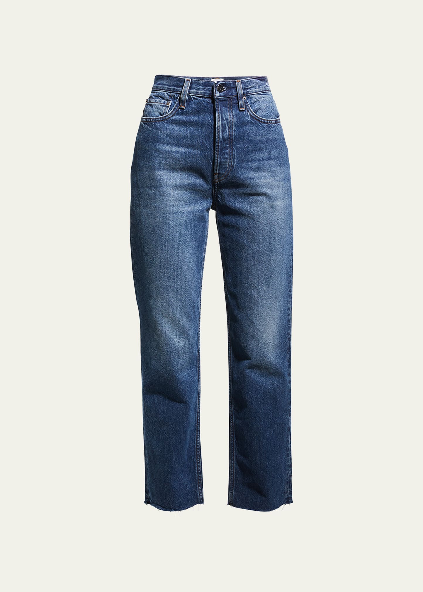 Totême Straight-leg Raw-hem Denim Jeans In Medium Blue