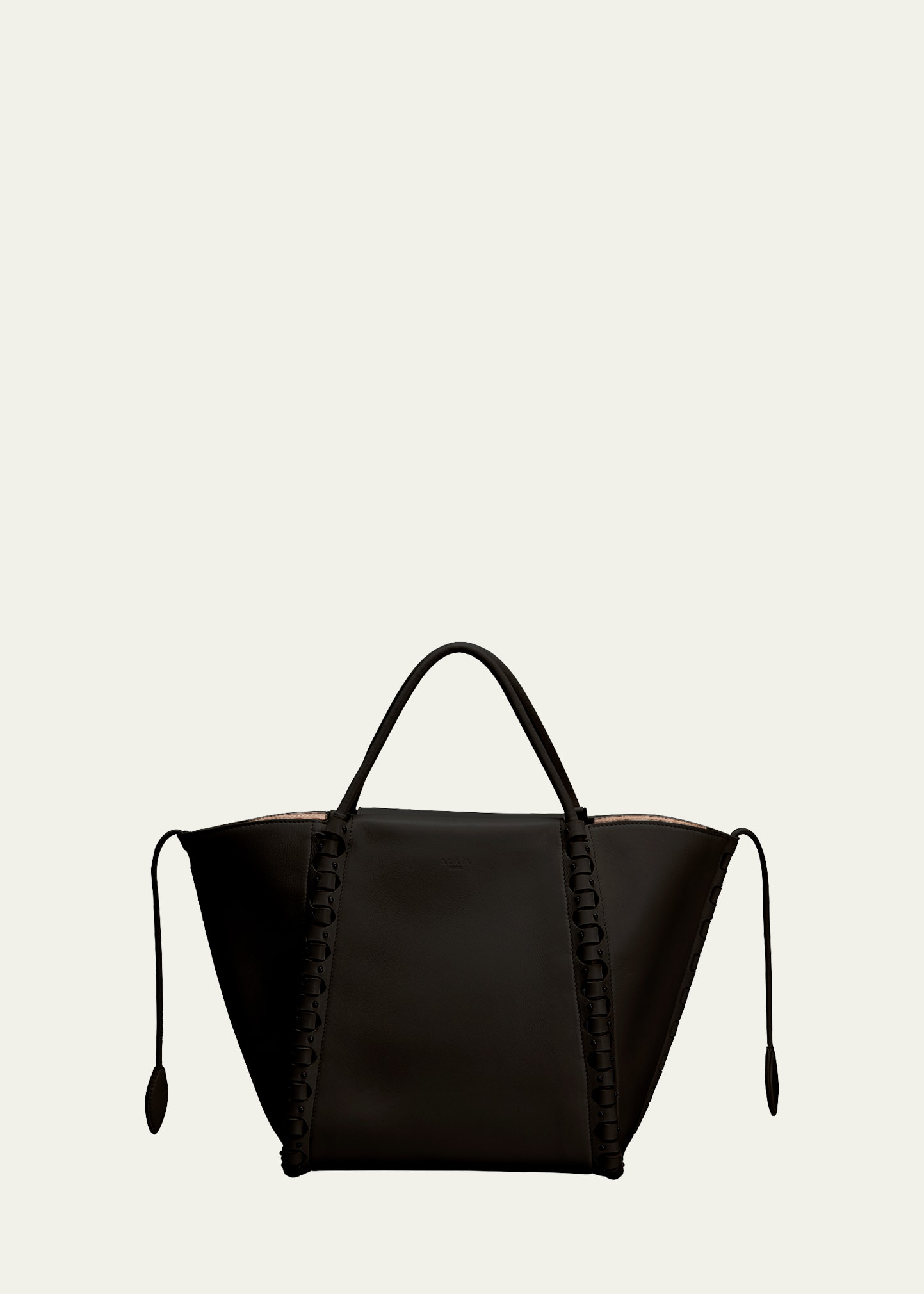Alaïa Le Hinge Small Studded Leather Tote Bag In Noir