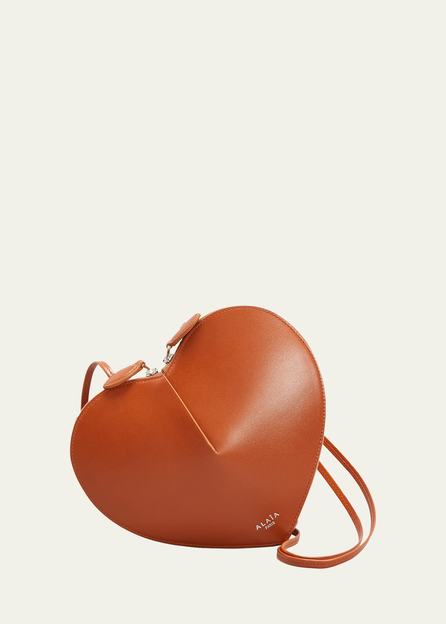Alaïa Heart Leather Shoulder Bag In 713 Cognac