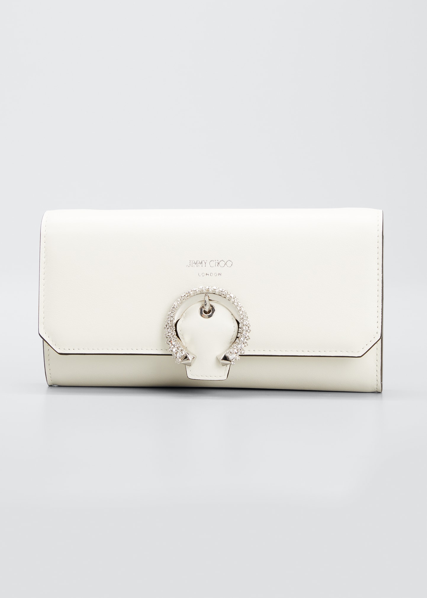 Jimmy Choo Crystalembellished Chain Crossbody Bag In Lattesilver