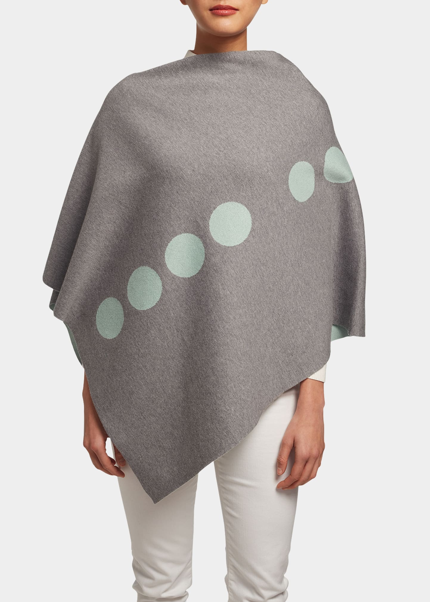 Elyse Maguire The Marconi Morse Code Hug Knit Poncho In Gray/seafoam
