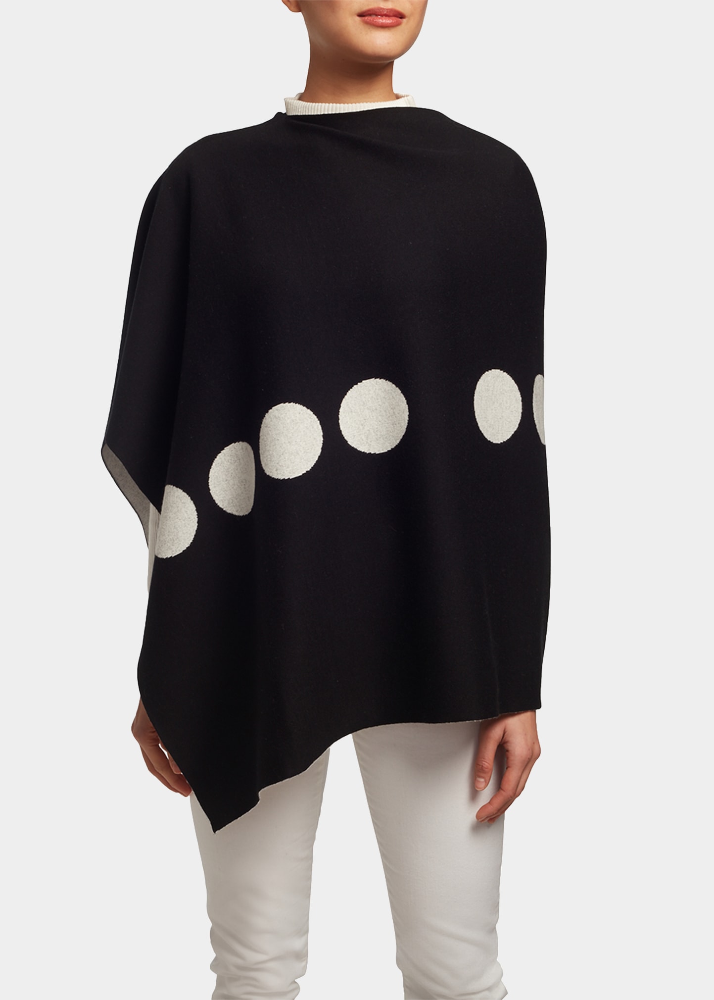 Elyse Maguire The Marconi Morse Code Hug Knit Poncho In Black/ivory